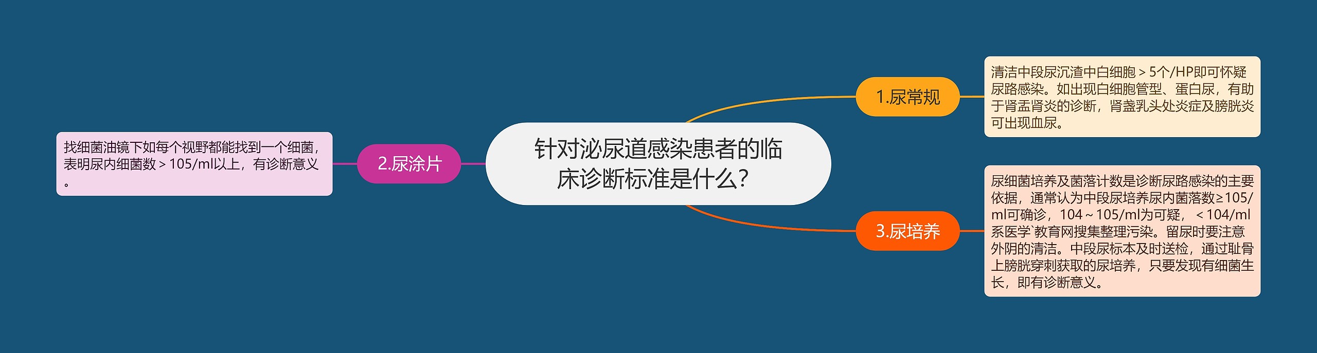 针对泌尿道感染患者的临床诊断标准是什么？思维导图