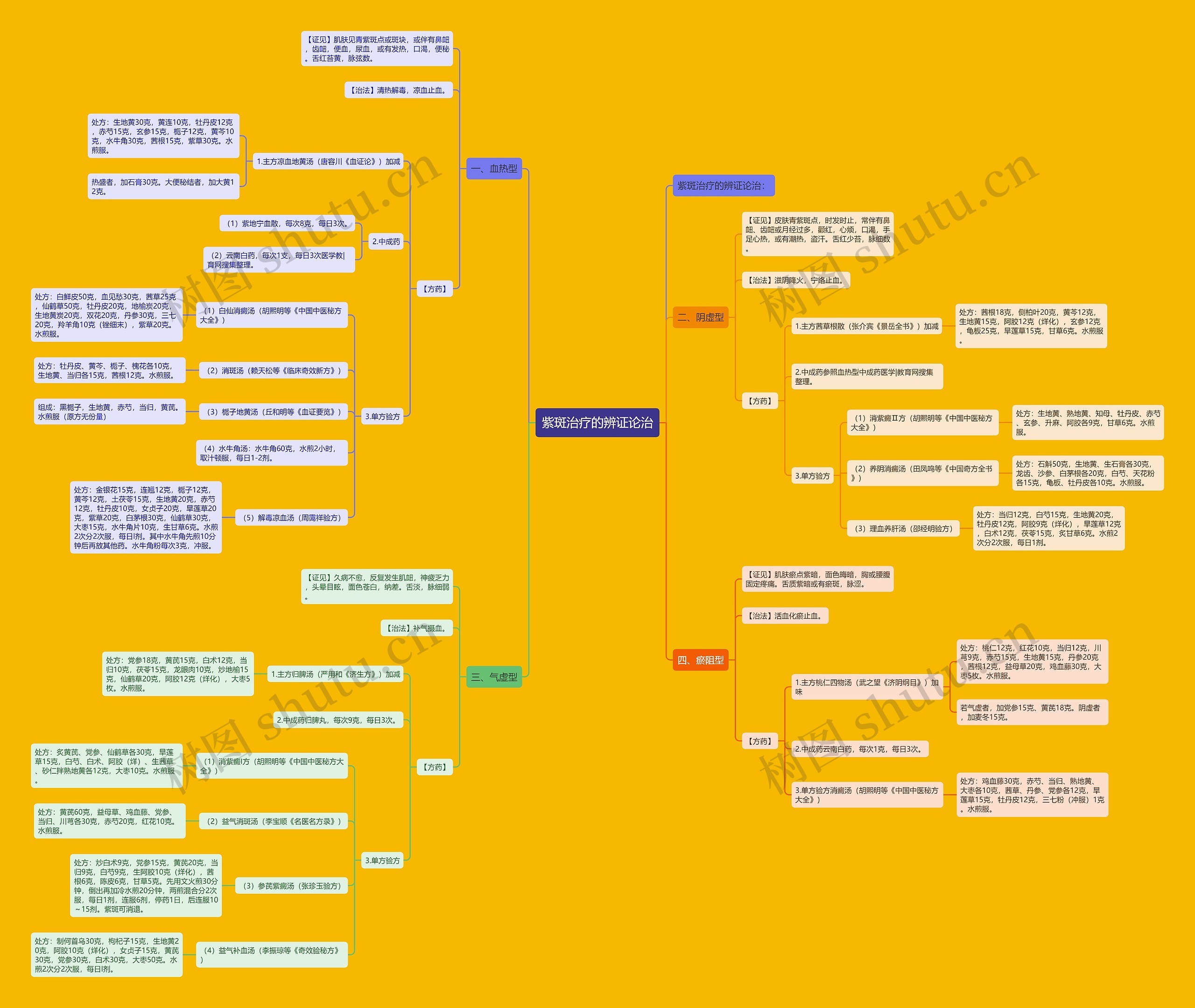 紫斑治疗的辨证论治思维导图