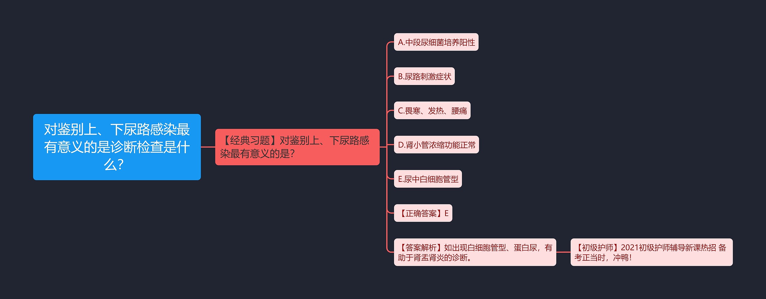 对鉴别上、下尿路感染最有意义的是诊断检查是什么？