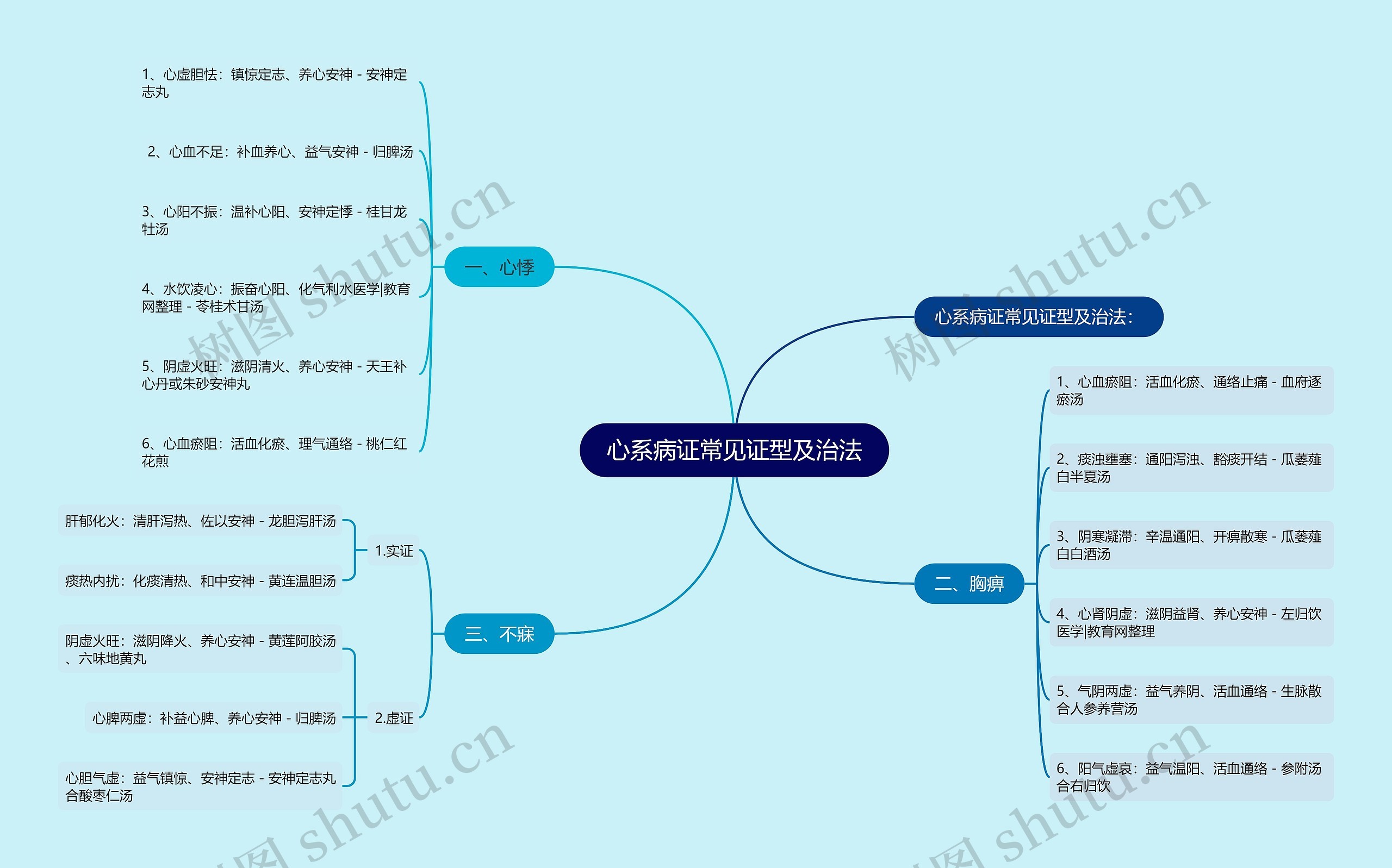 心系病证常见证型及治法思维导图