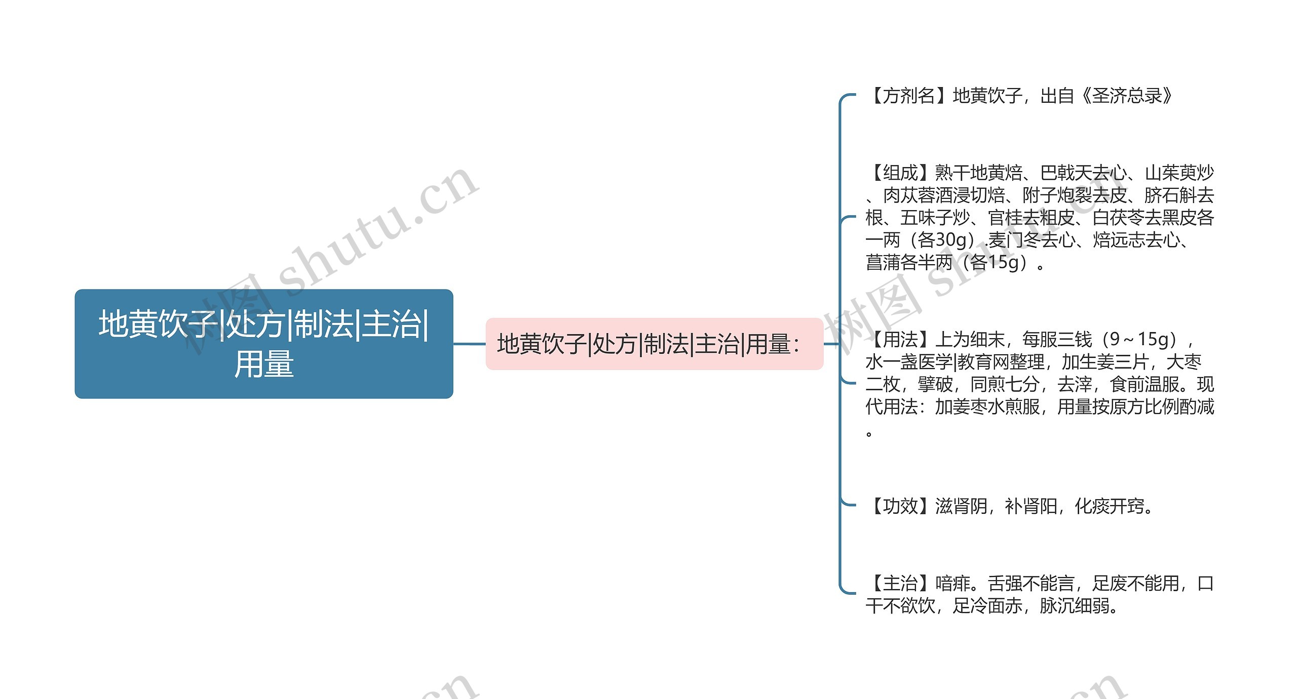 地黄饮子|处方|制法|主治|用量思维导图