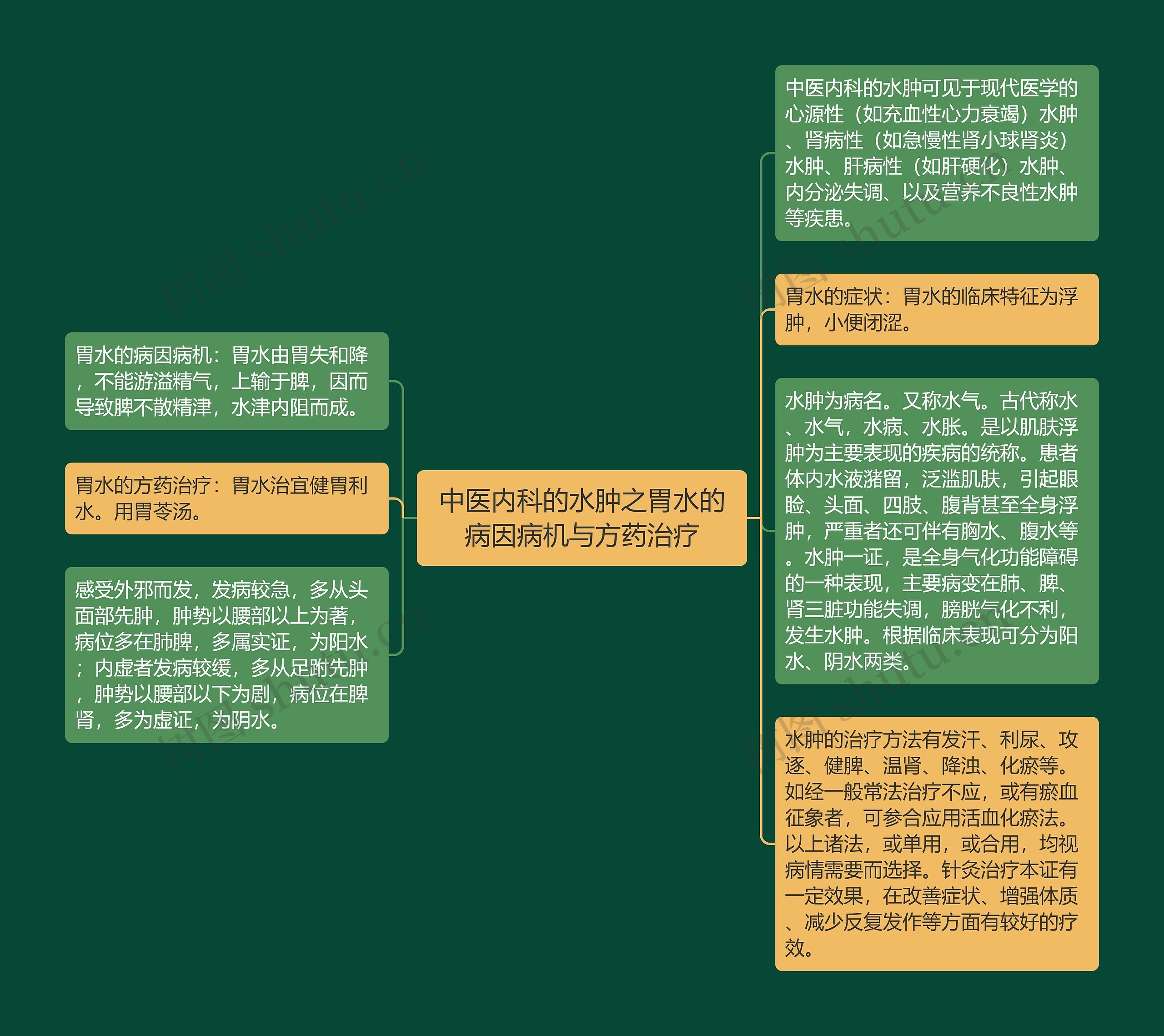 中医内科的水肿之胃水的病因病机与方药治疗思维导图