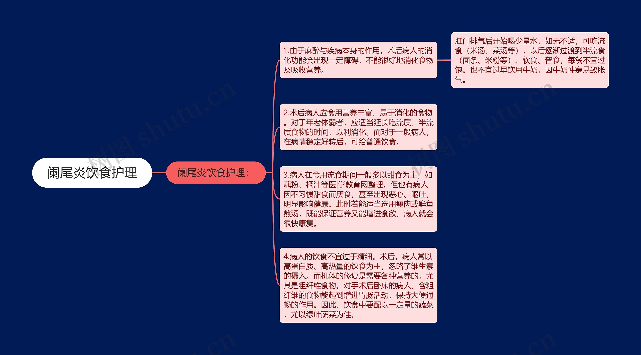 阑尾炎饮食护理思维导图