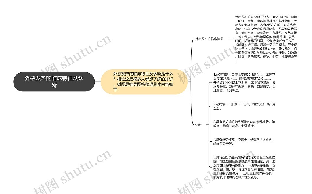外感发热的临床特征及诊断思维导图_编号p6780553-TreeMind树图