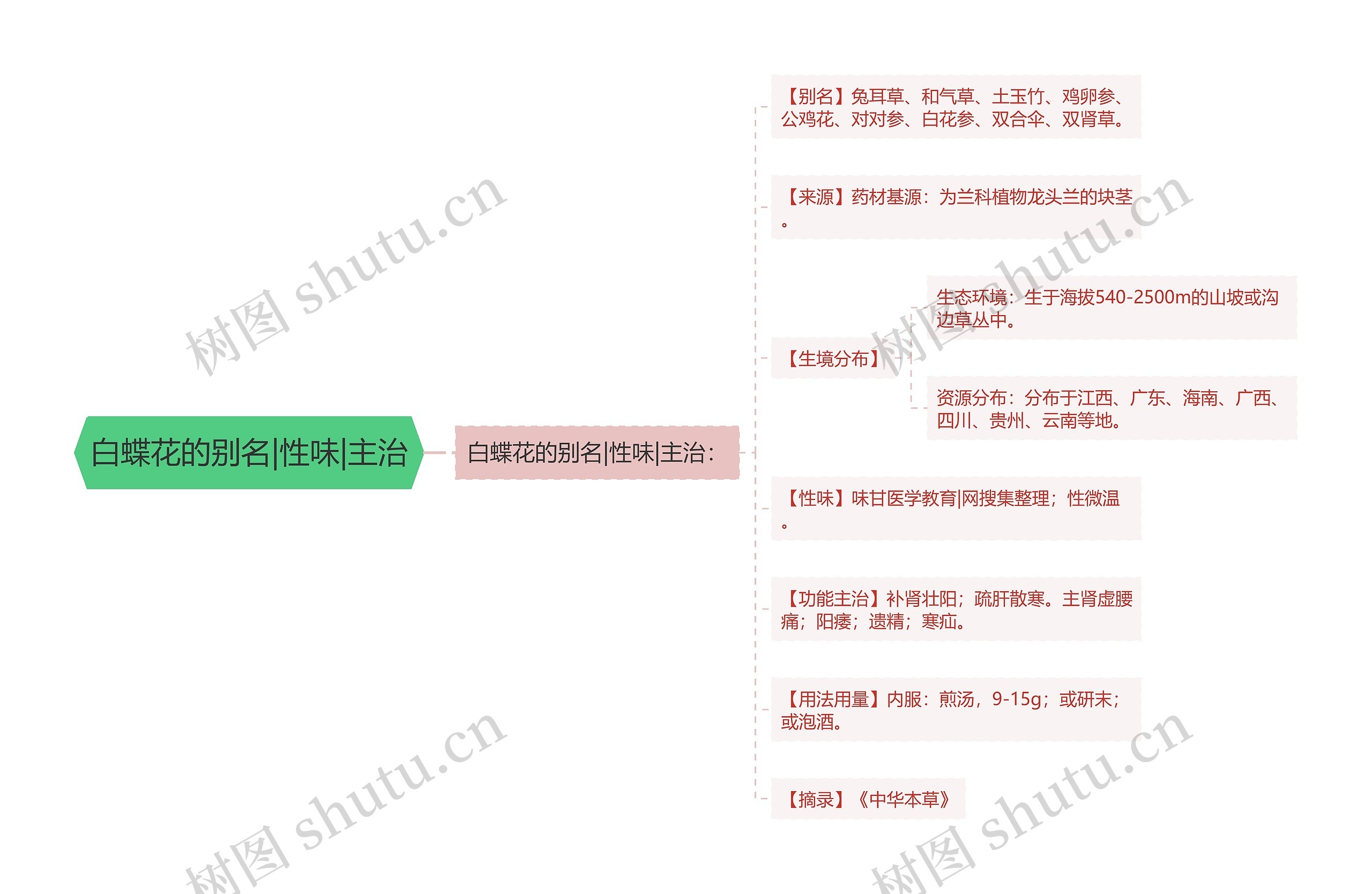 白蝶花的别名|性味|主治思维导图