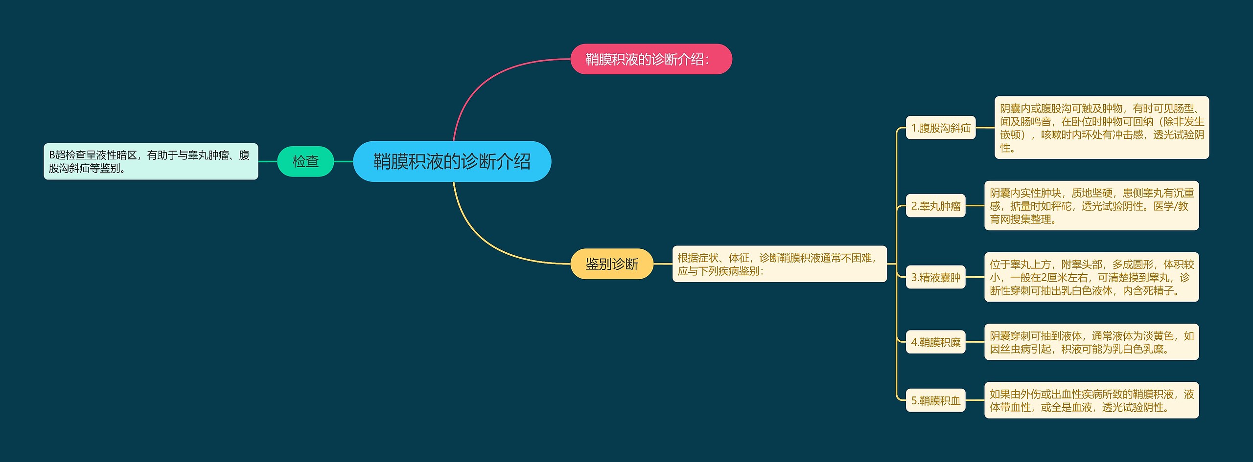 鞘膜积液的诊断介绍思维导图