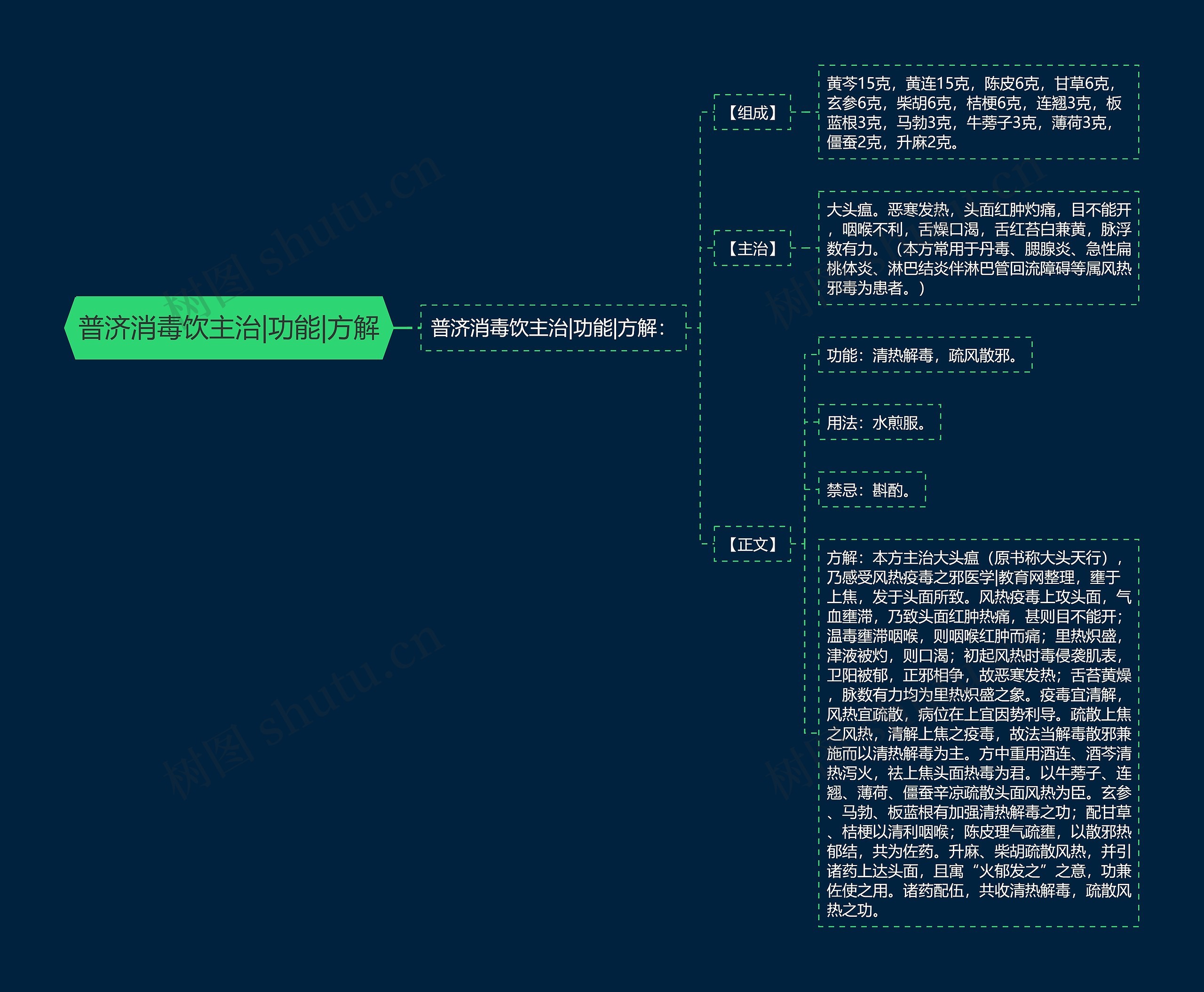 普济消毒饮主治|功能|方解思维导图