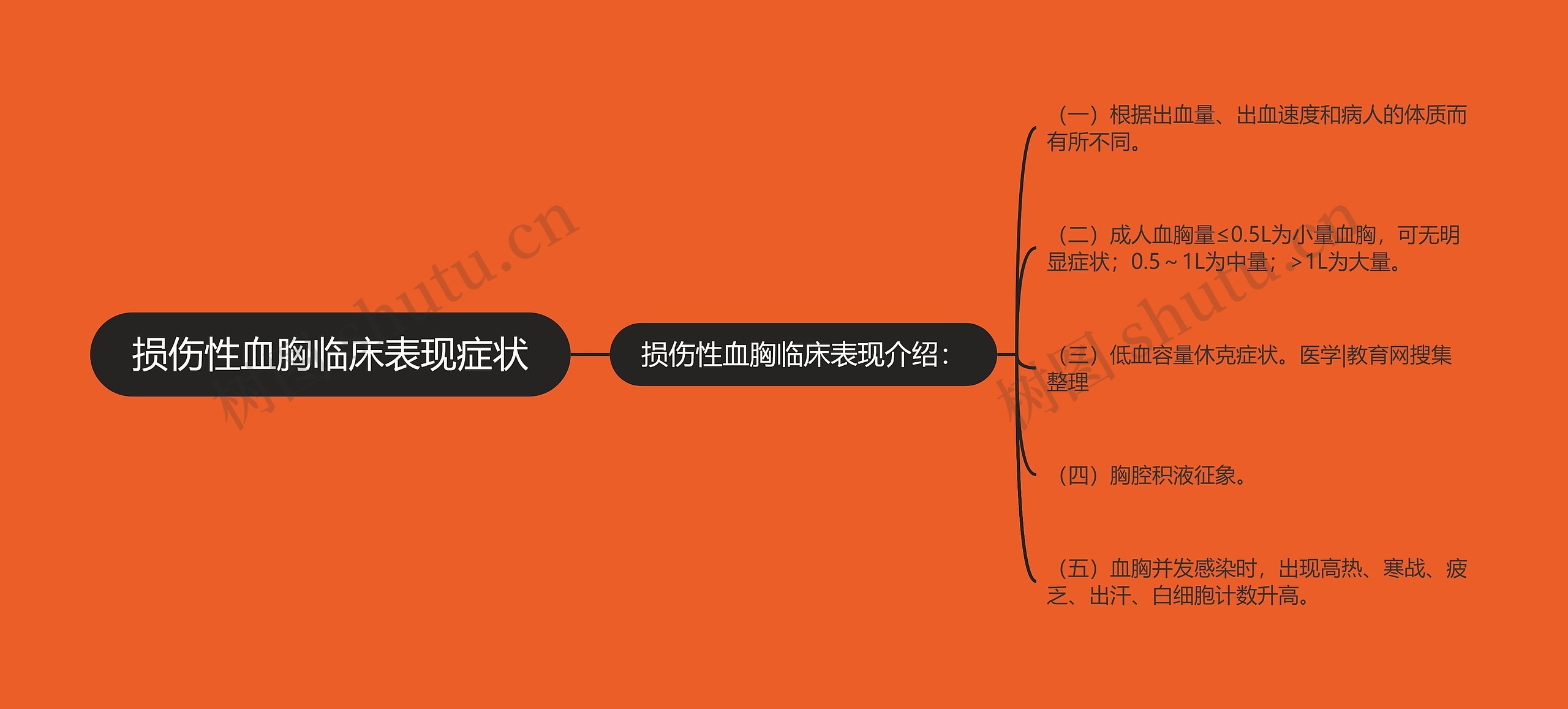 损伤性血胸临床表现症状思维导图