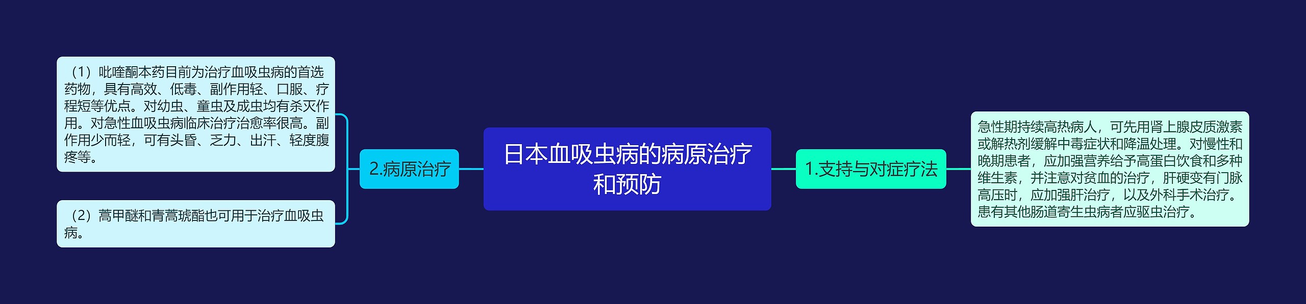 日本血吸虫病的病原治疗和预防思维导图