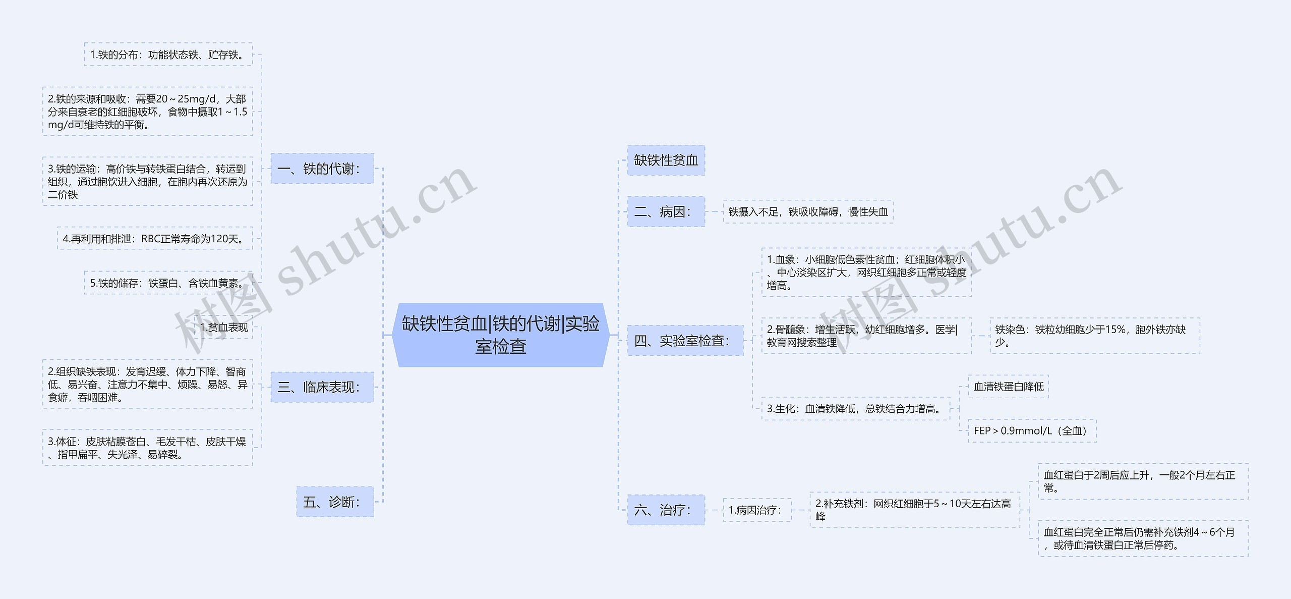 缺铁性贫血|铁的代谢|实验室检查思维导图