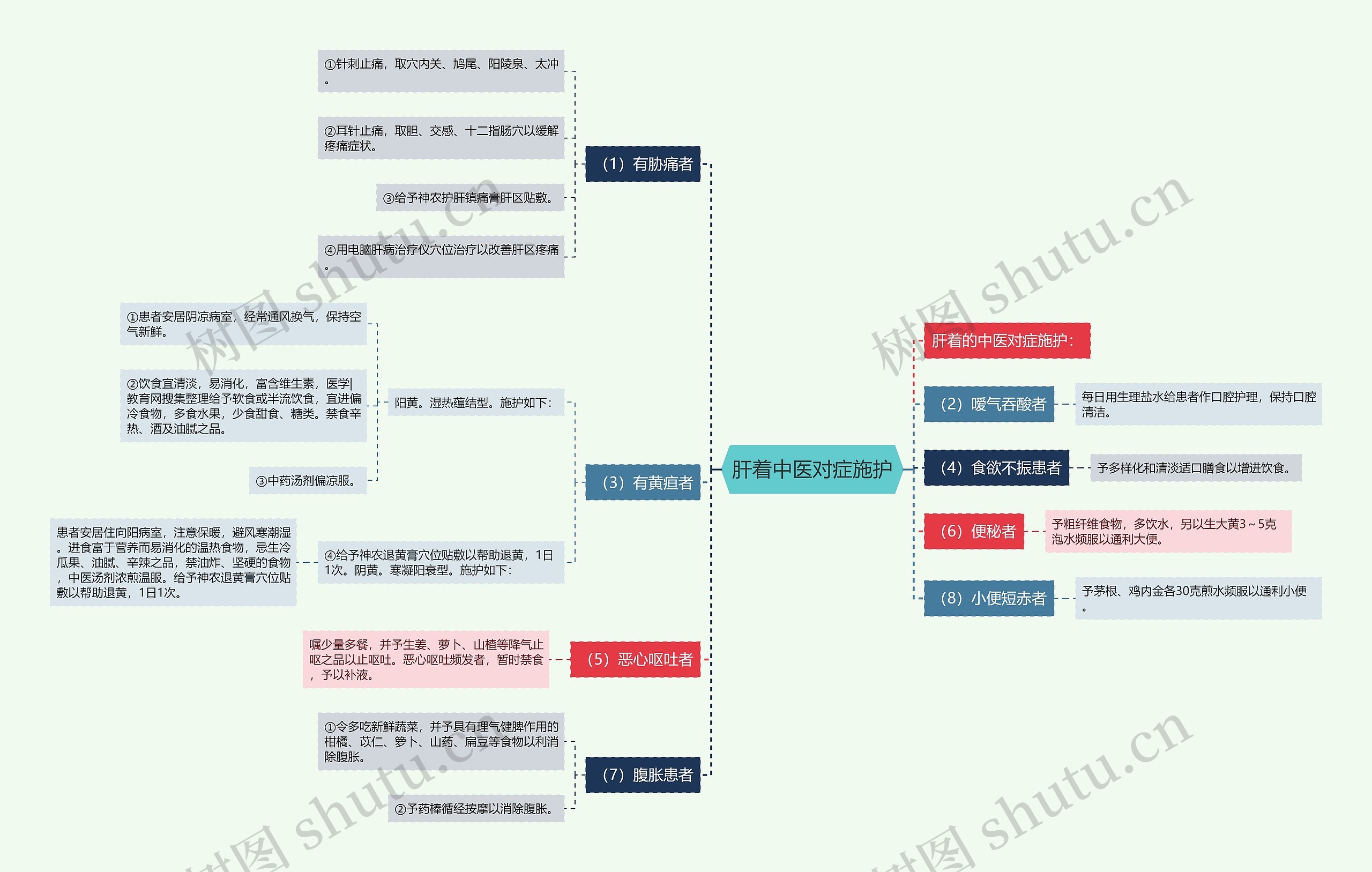 肝着中医对症施护思维导图