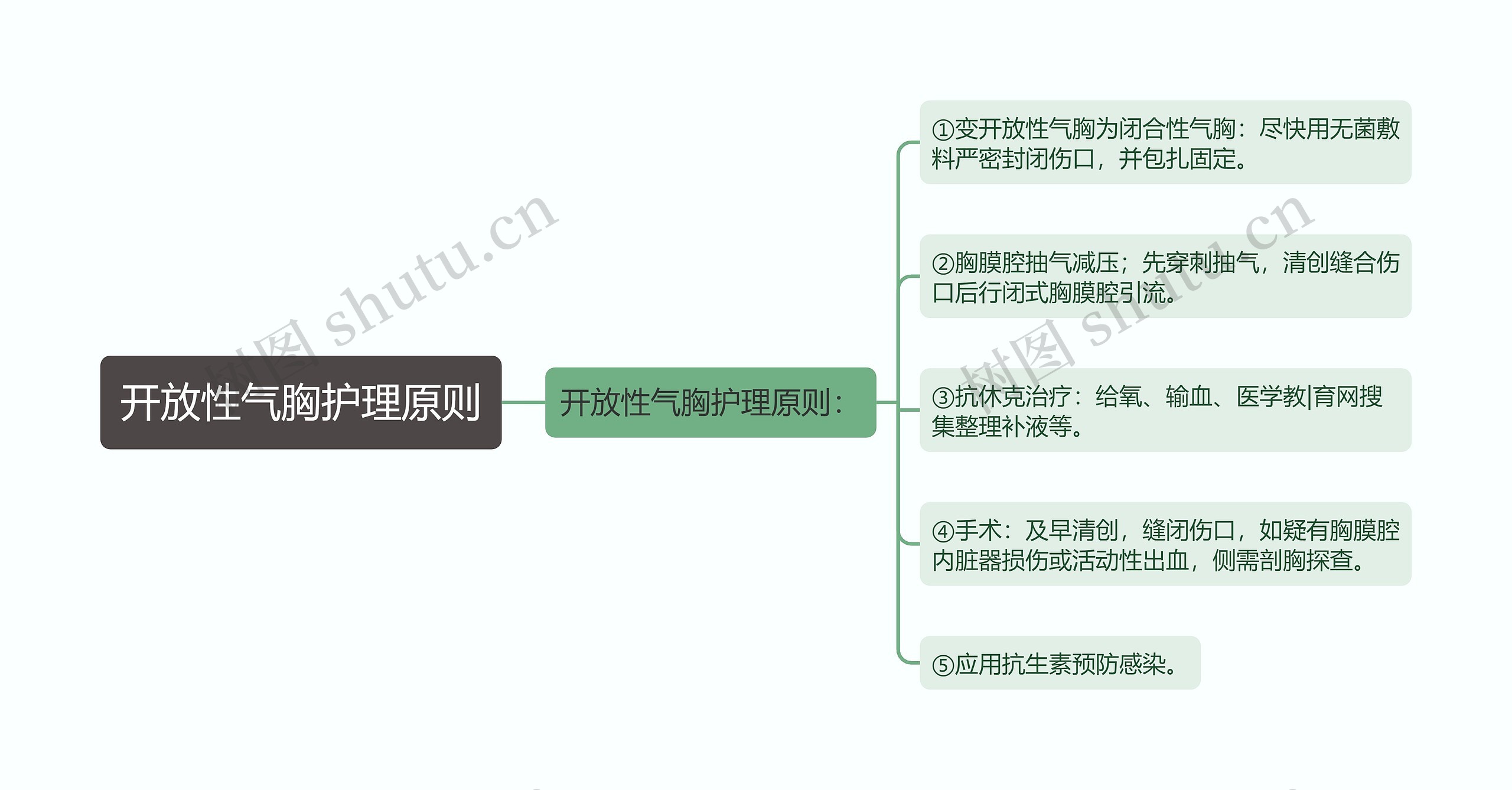 开放性气胸护理原则思维导图