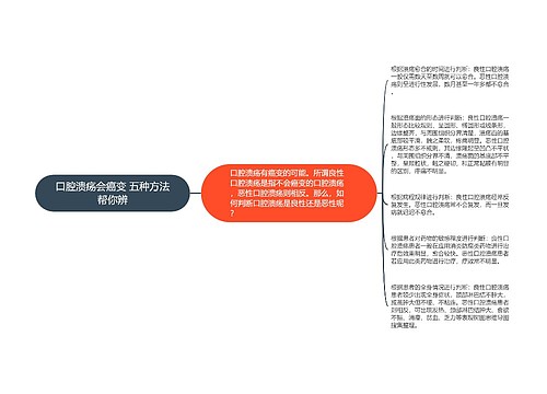 口腔溃疡会癌变 五种方法帮你辨