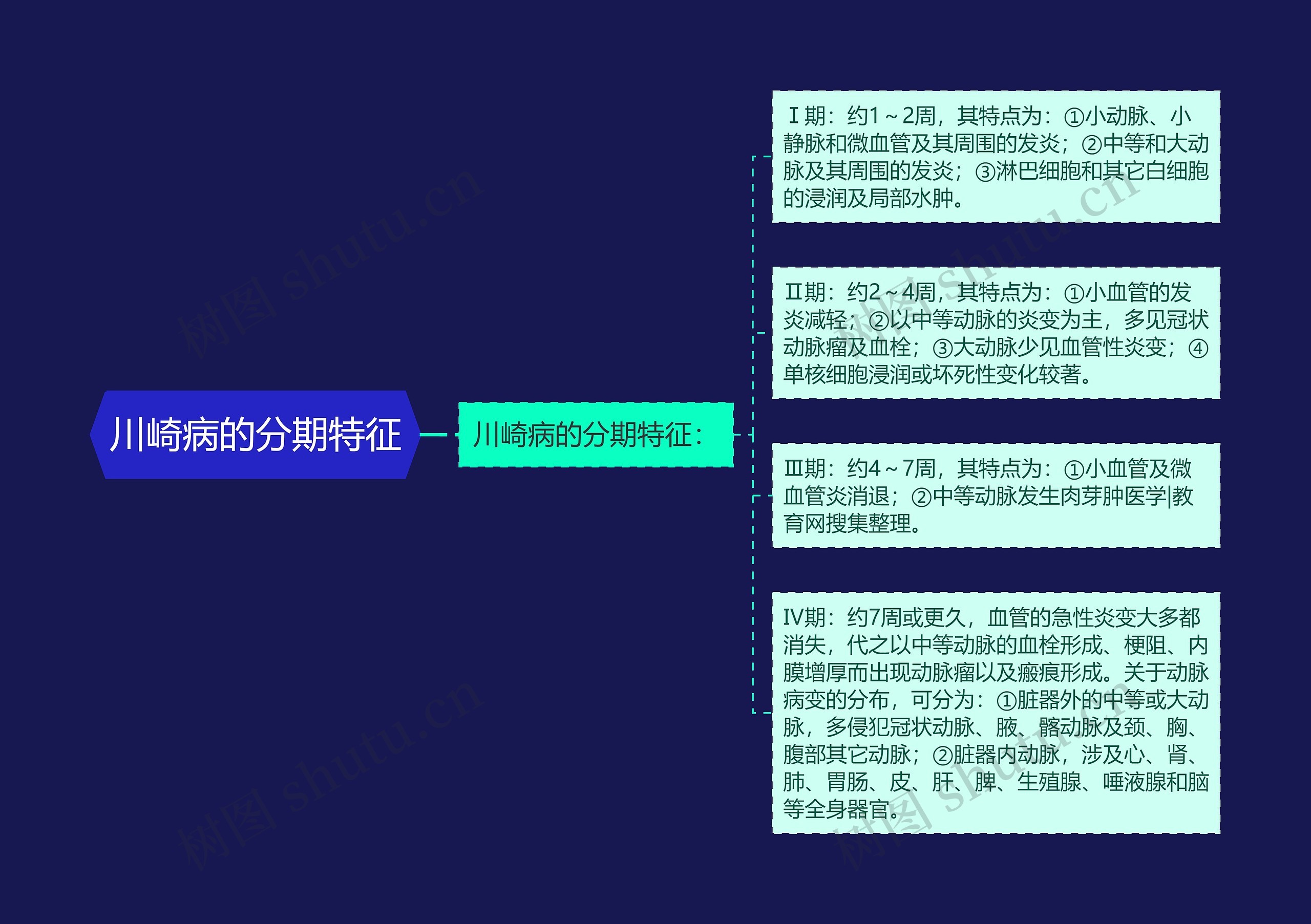 川崎病的分期特征思维导图