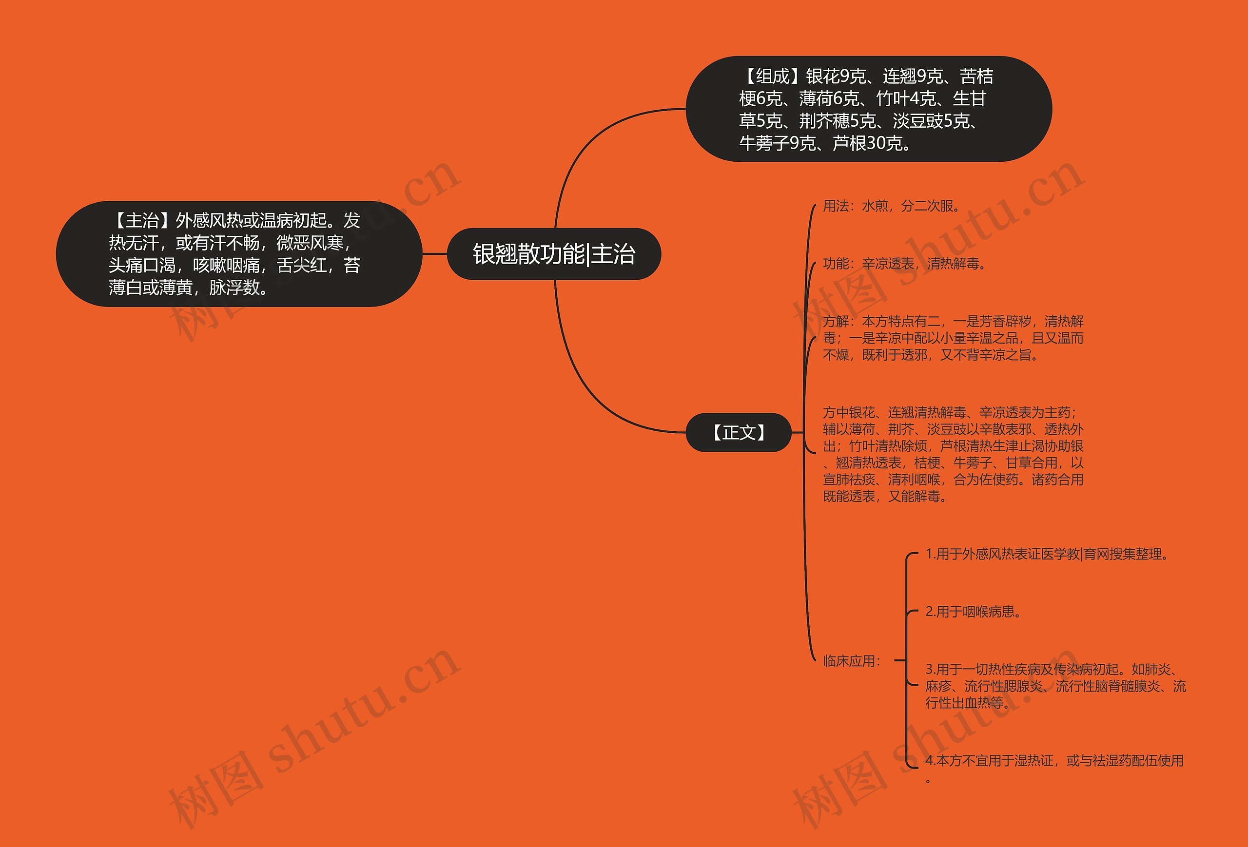 银翘散功能|主治思维导图