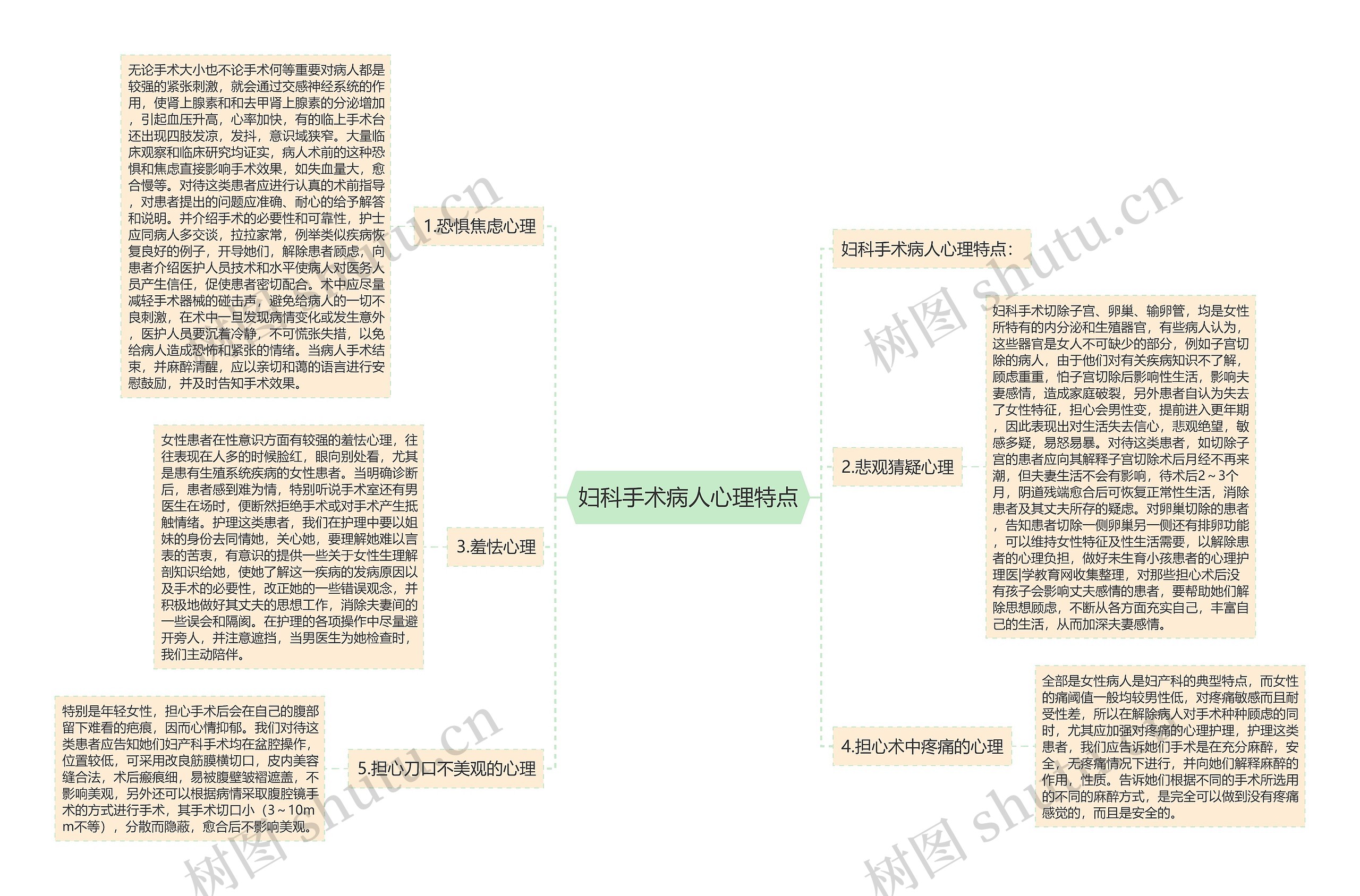 妇科手术病人心理特点思维导图