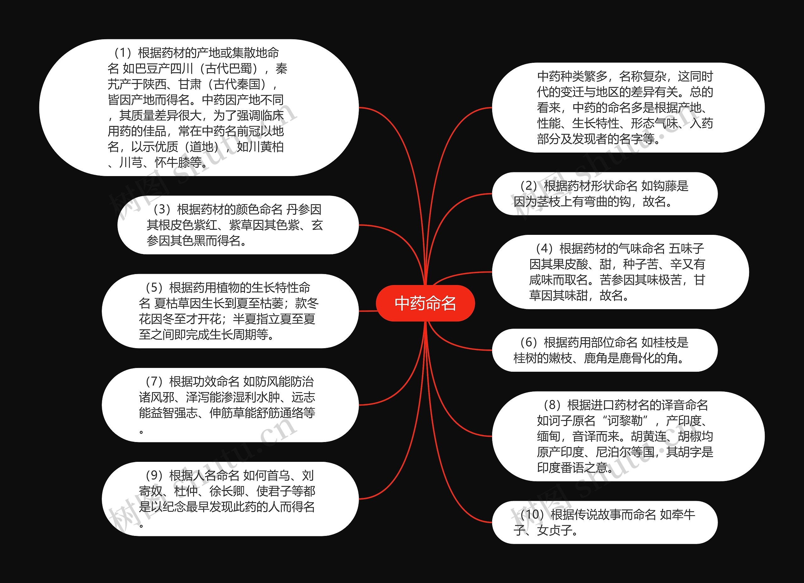 中药命名思维导图