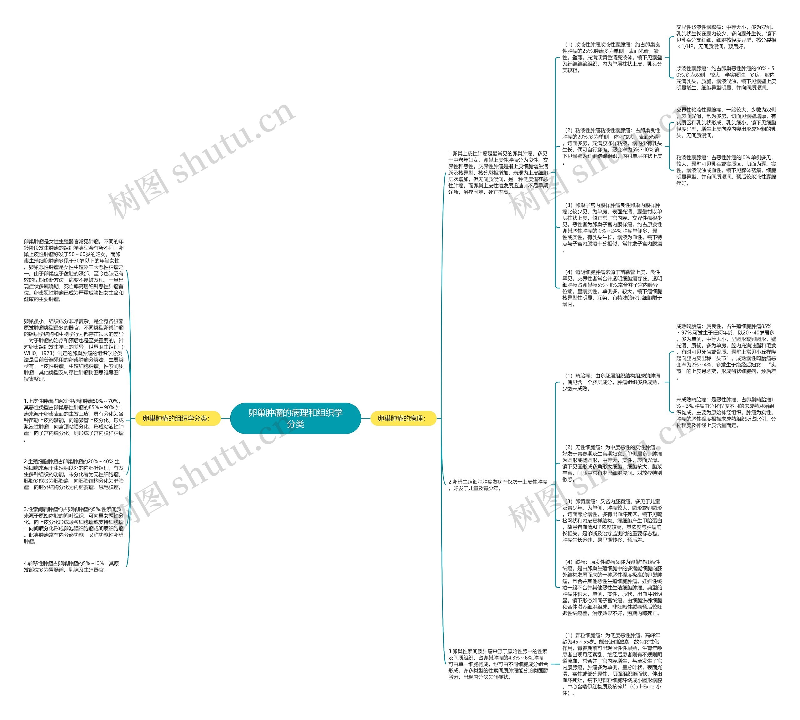 卵巢肿瘤的病理和组织学分类思维导图