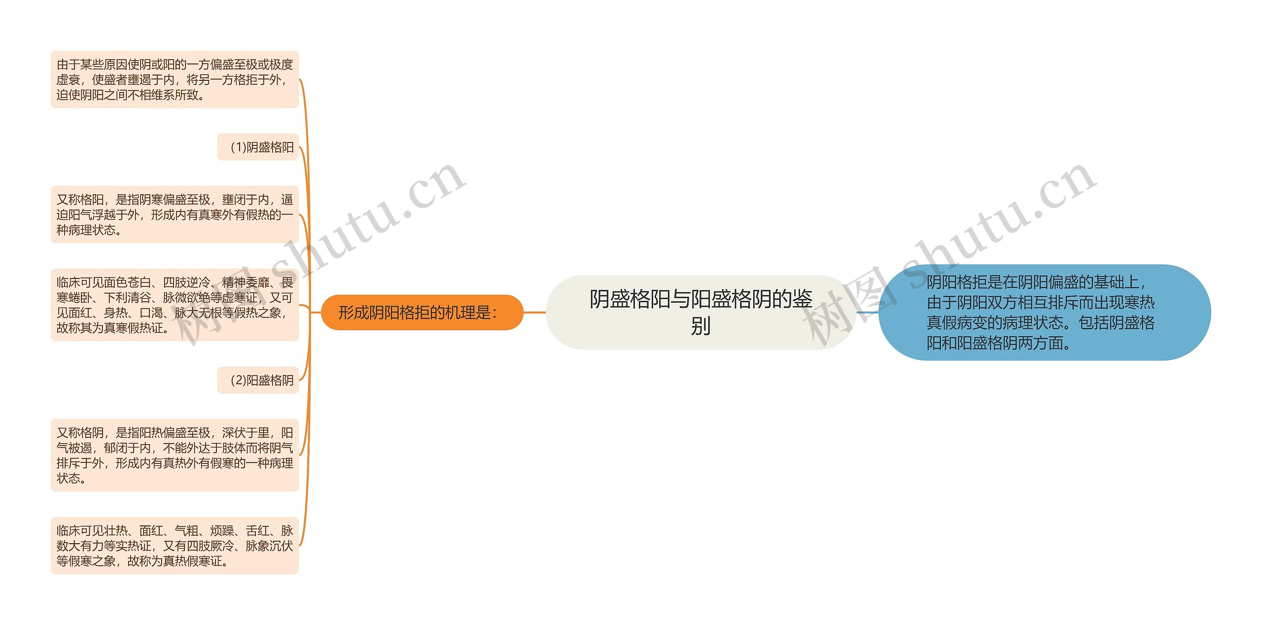 阴盛格阳与阳盛格阴的鉴别思维导图