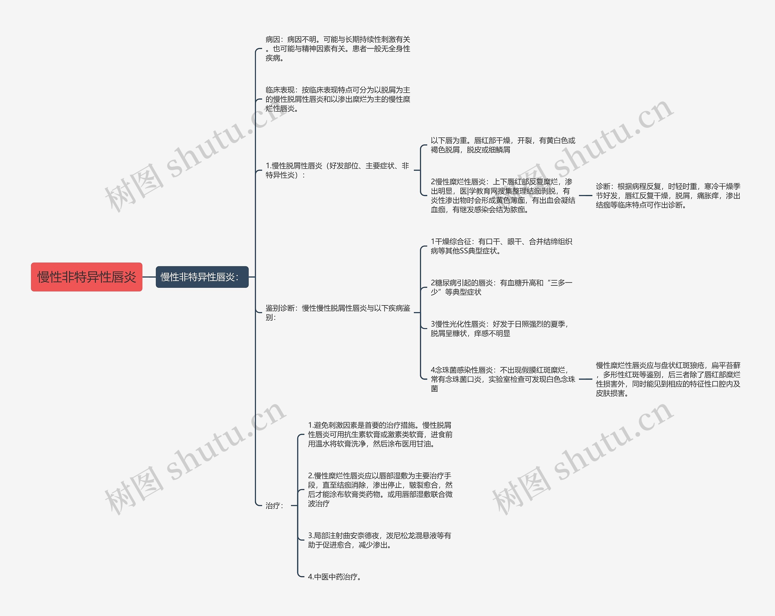 慢性非特异性唇炎思维导图