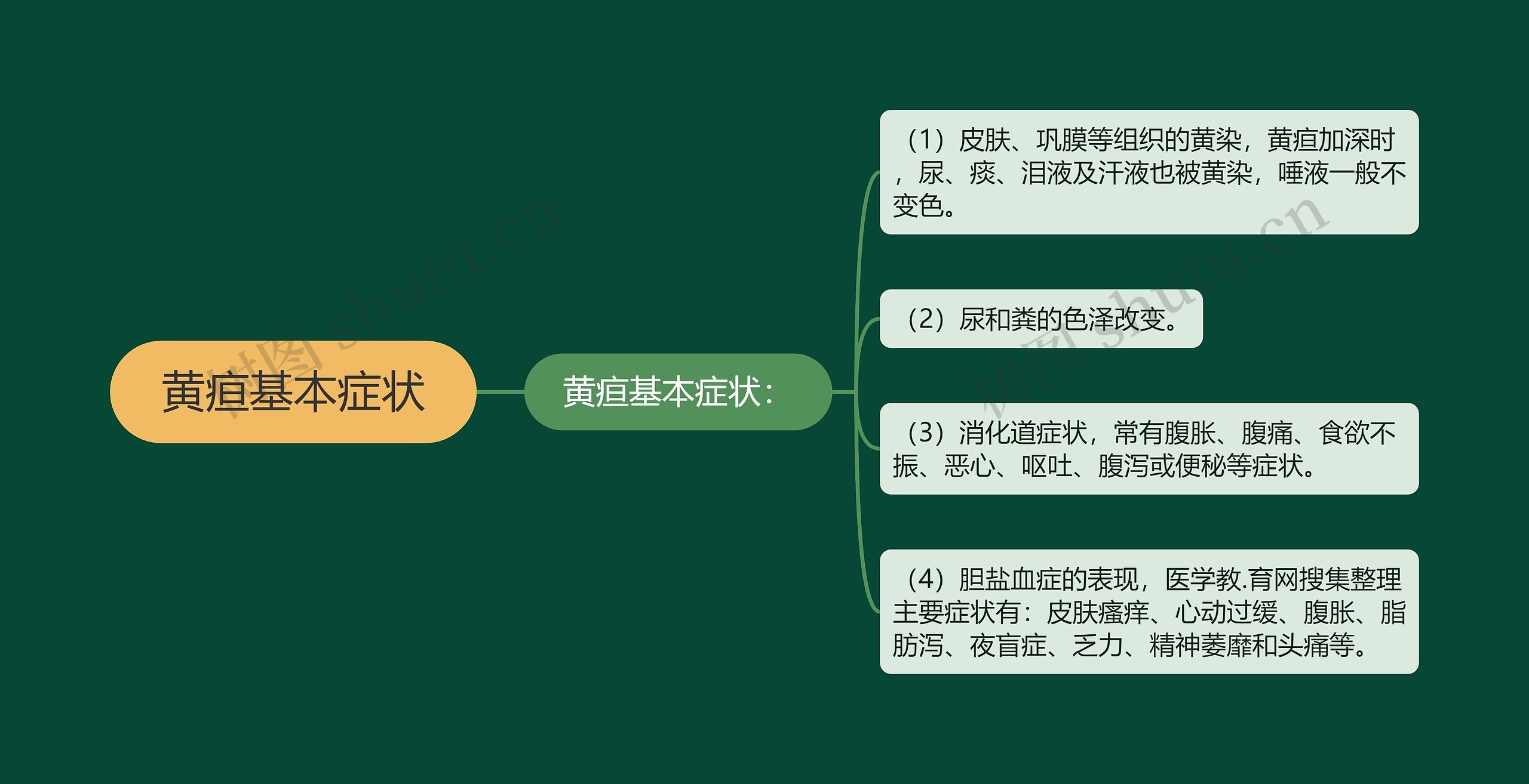 黄疸基本症状思维导图