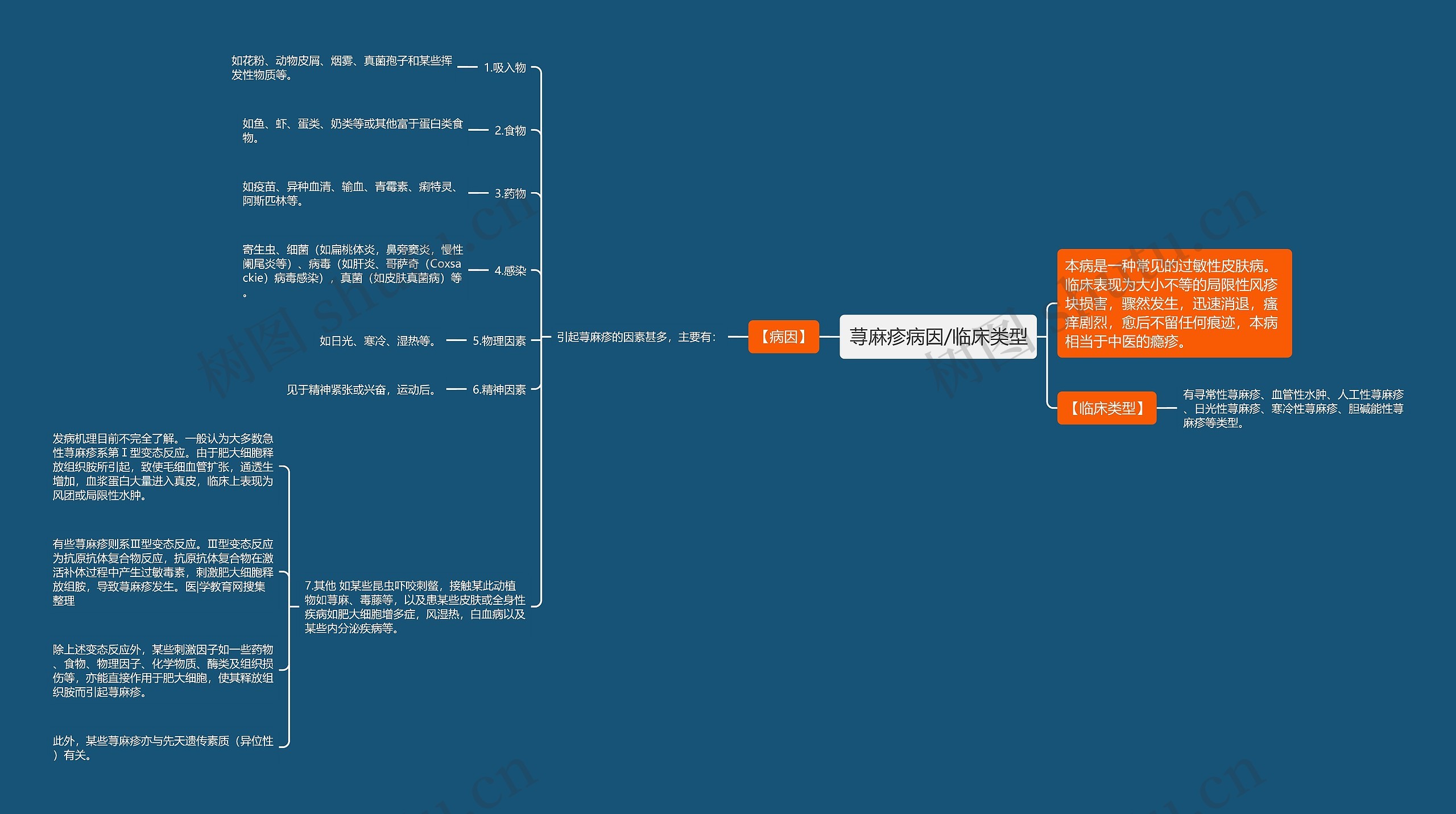 荨麻疹病因/临床类型思维导图