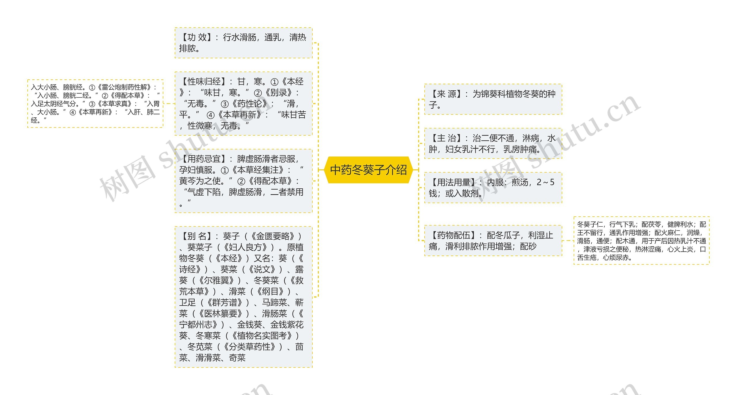 中药冬葵子介绍思维导图