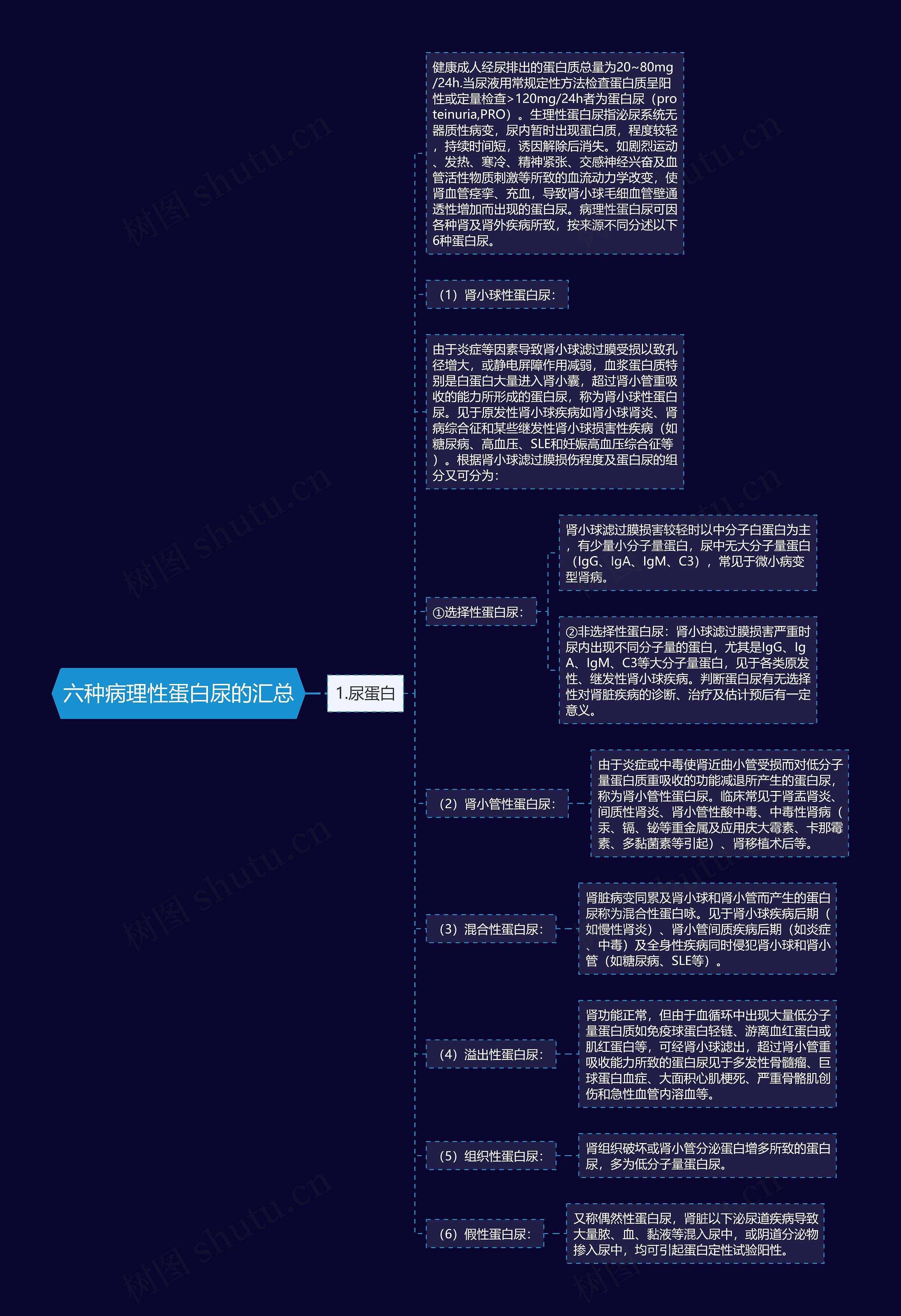 六种病理性蛋白尿的汇总思维导图