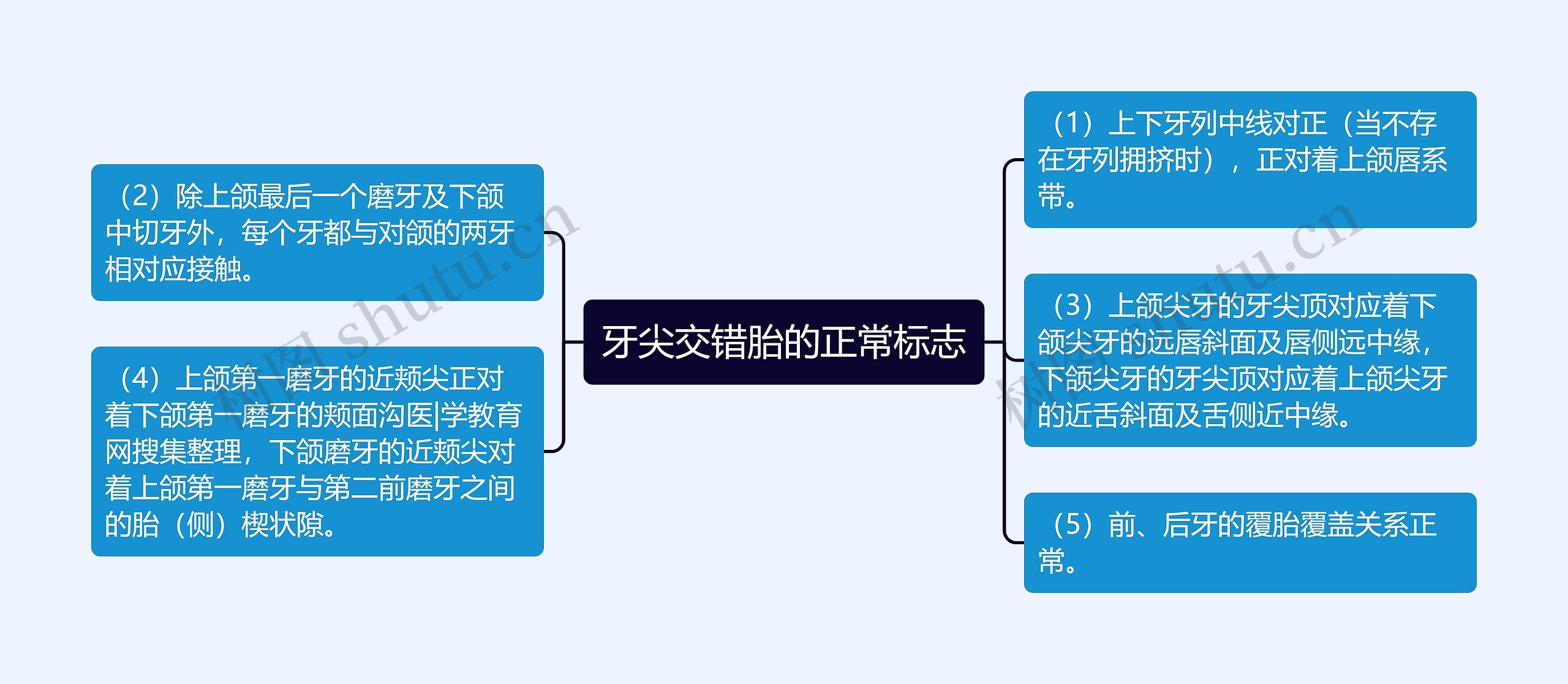 牙尖交错胎的正常标志思维导图