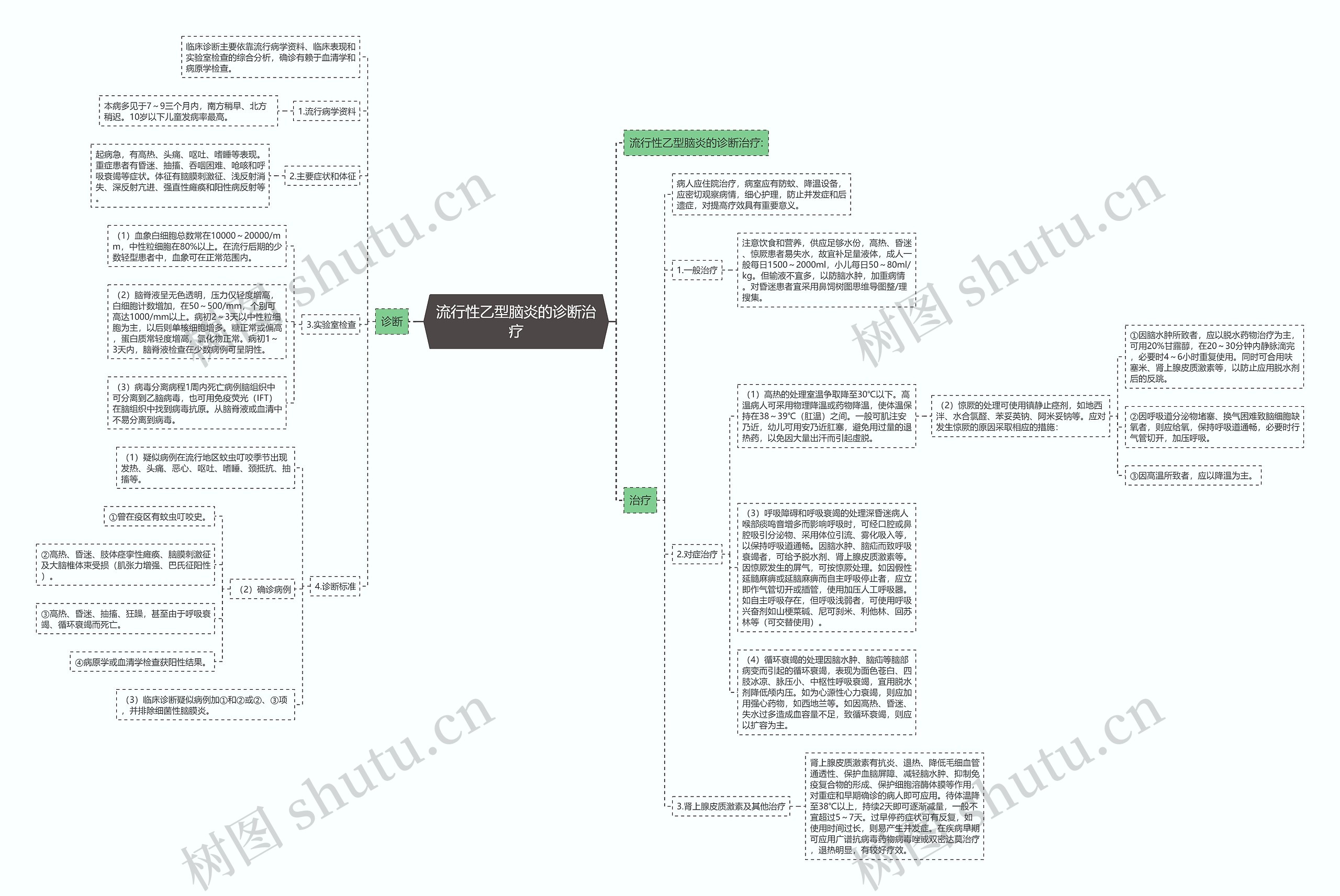 流行性乙型脑炎的诊断治疗思维导图