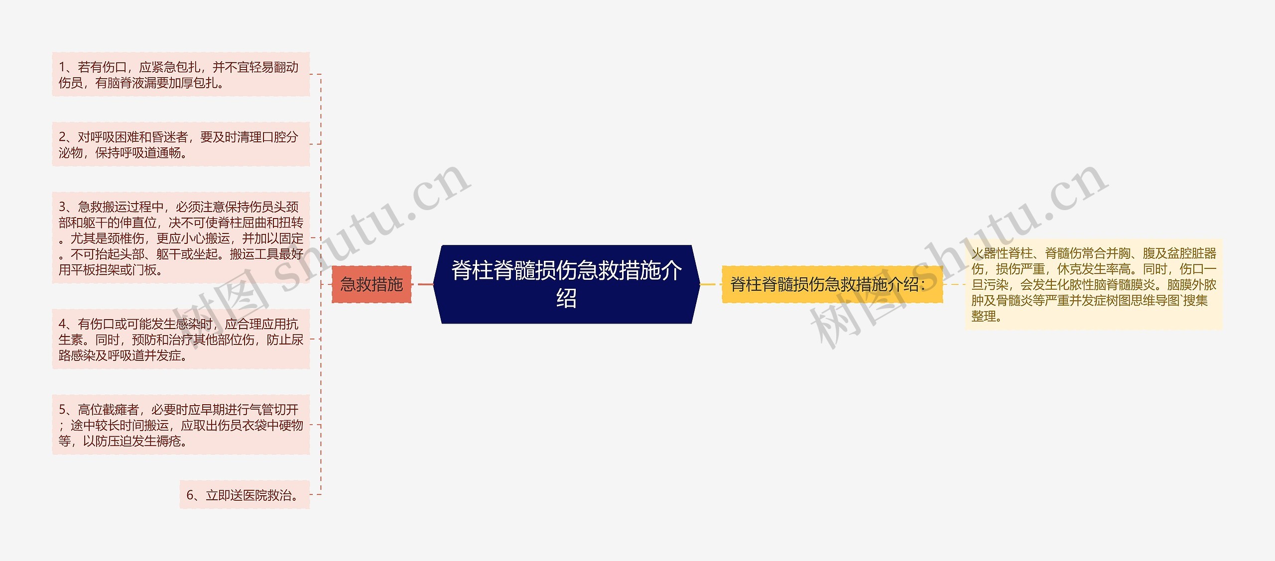 脊柱脊髓损伤急救措施介绍思维导图