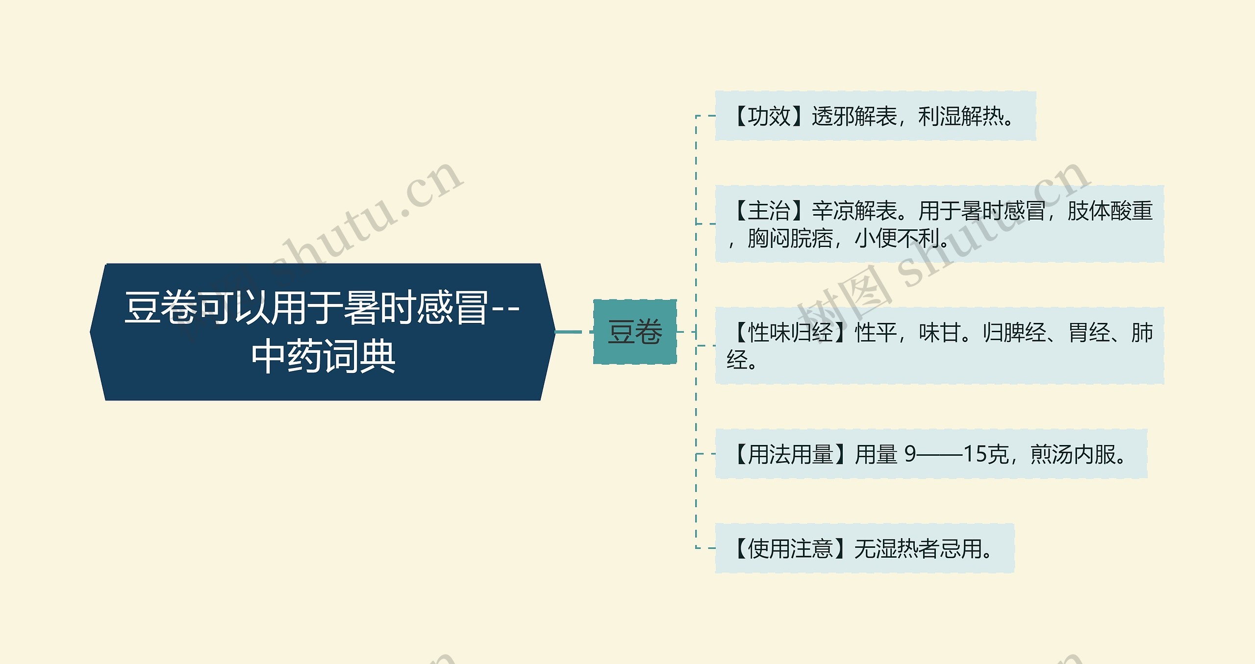 豆卷可以用于暑时感冒--中药词典思维导图