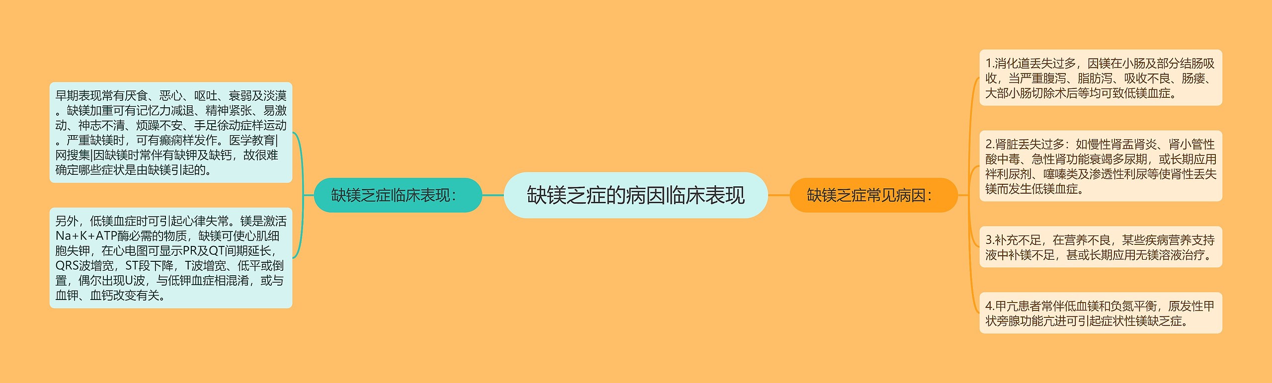 缺镁乏症的病因临床表现思维导图