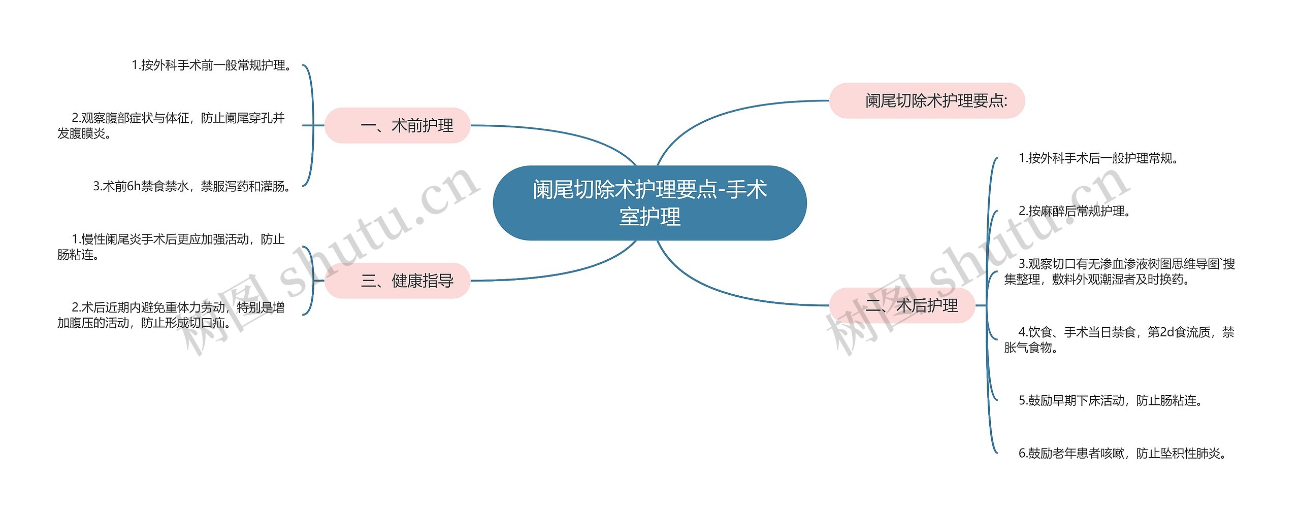 阑尾切除术护理要点-手术室护理思维导图