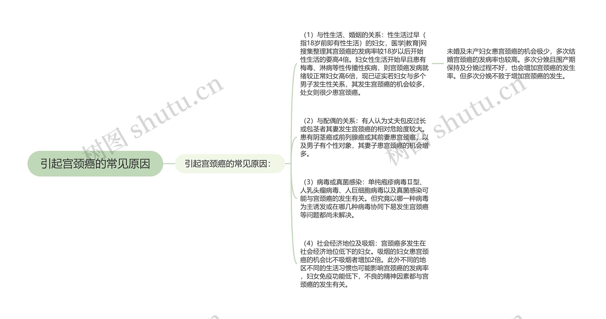 引起宫颈癌的常见原因思维导图