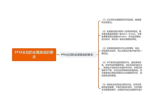 PFM全冠的金属基底的要求