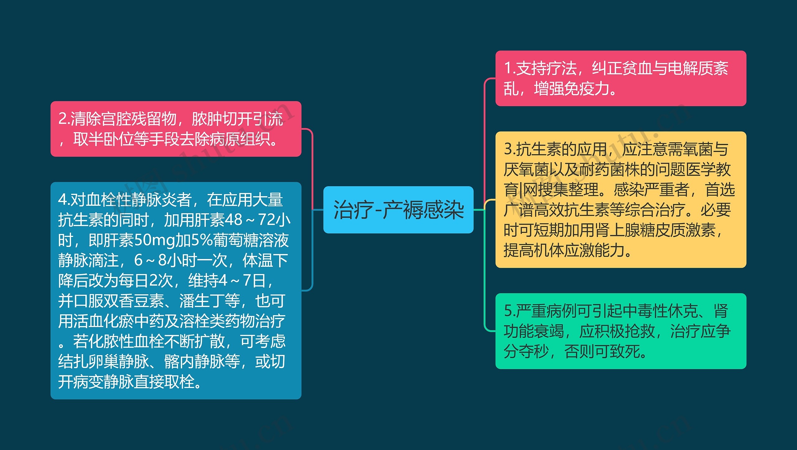 治疗-产褥感染思维导图