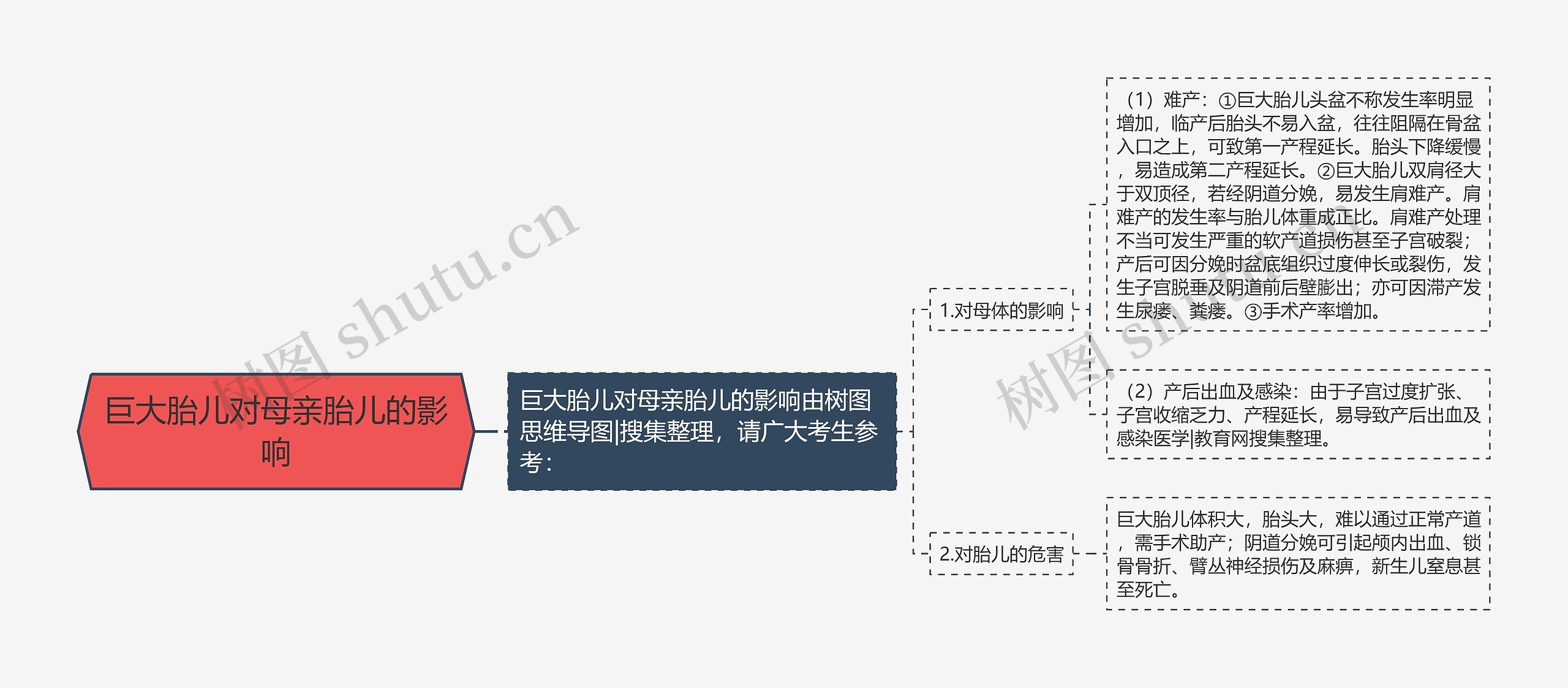 巨大胎儿对母亲胎儿的影响思维导图