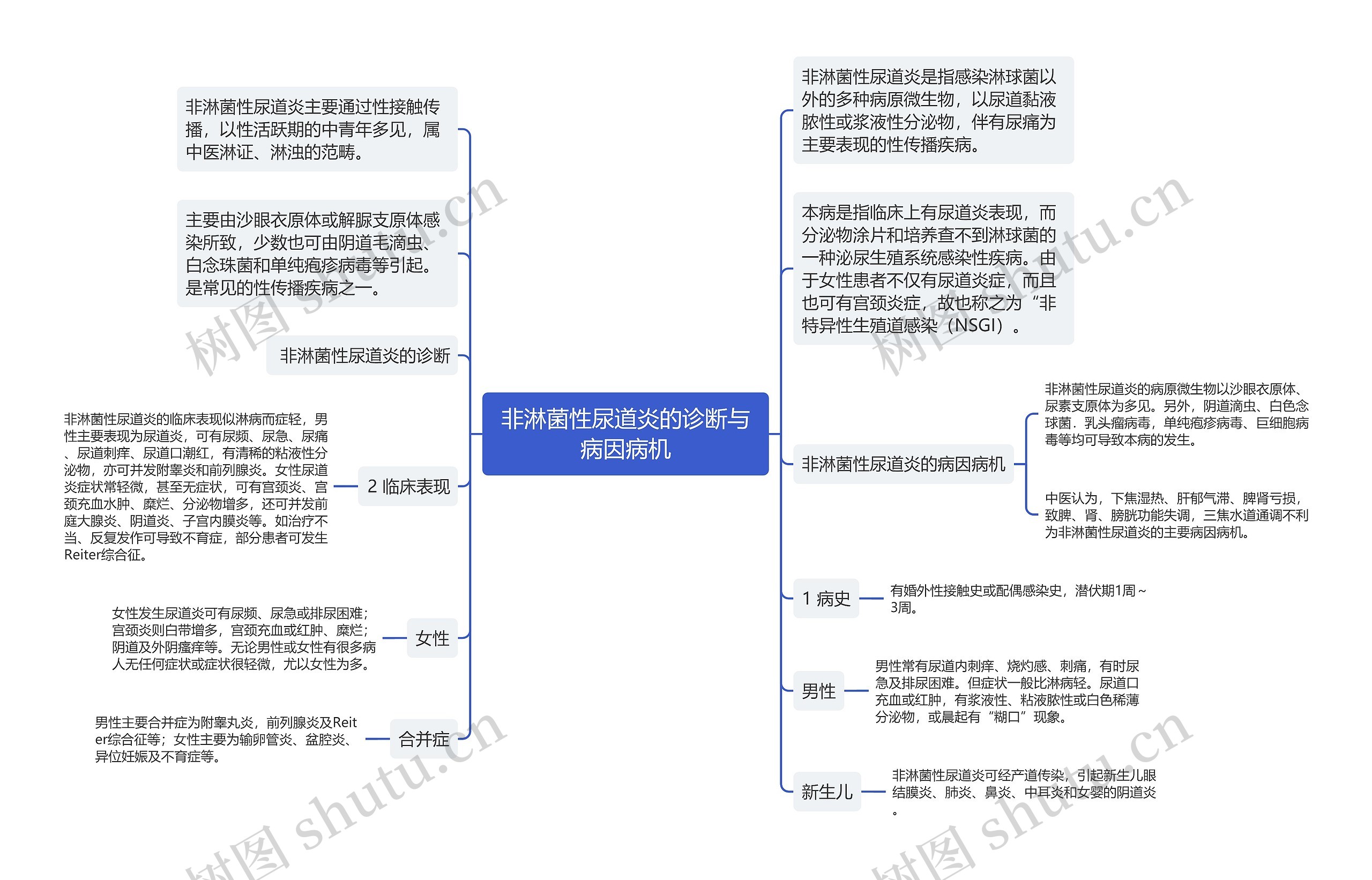 非淋菌性尿道炎的诊断与病因病机思维导图