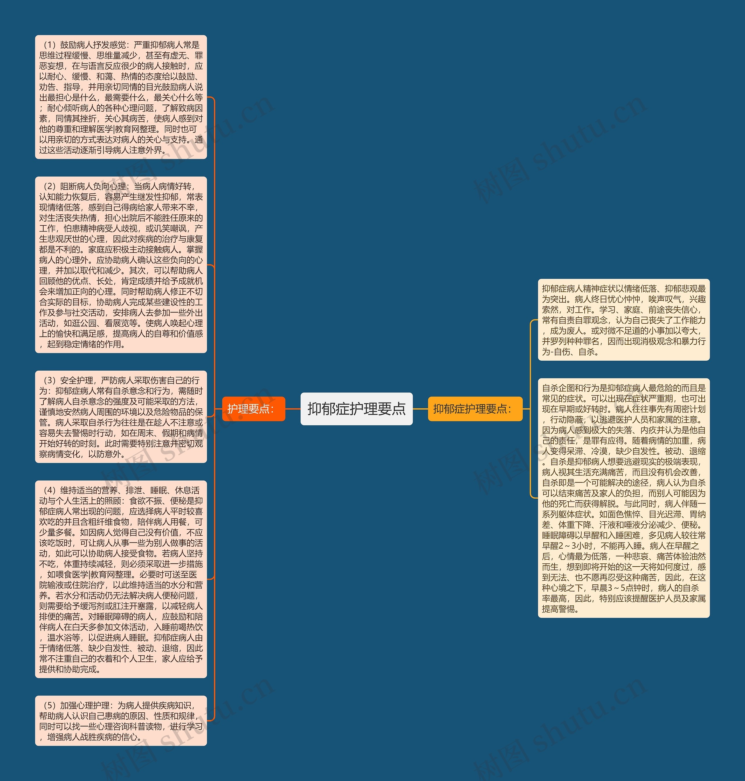 抑郁症护理要点思维导图