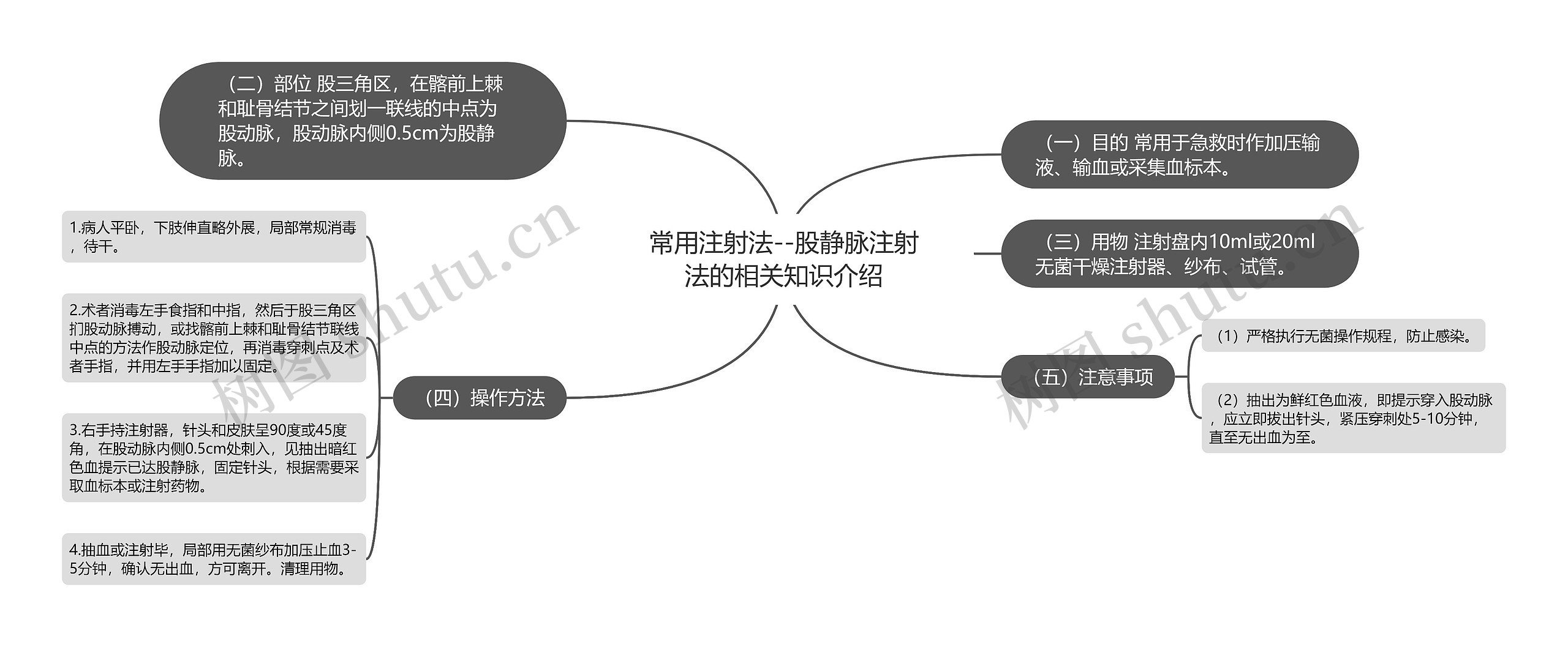 常用注射法--股静脉注射法的相关知识介绍思维导图