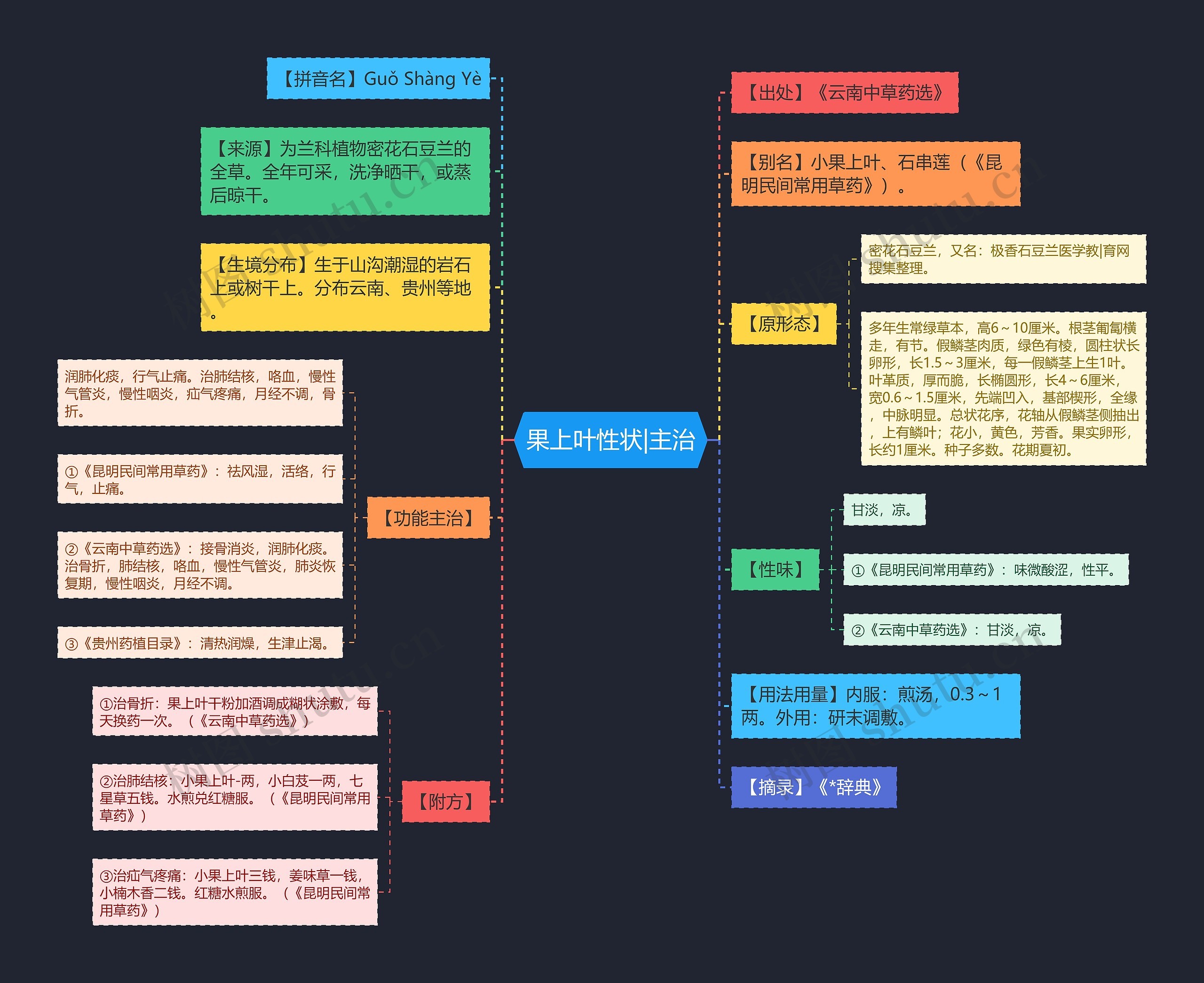 果上叶性状|主治思维导图