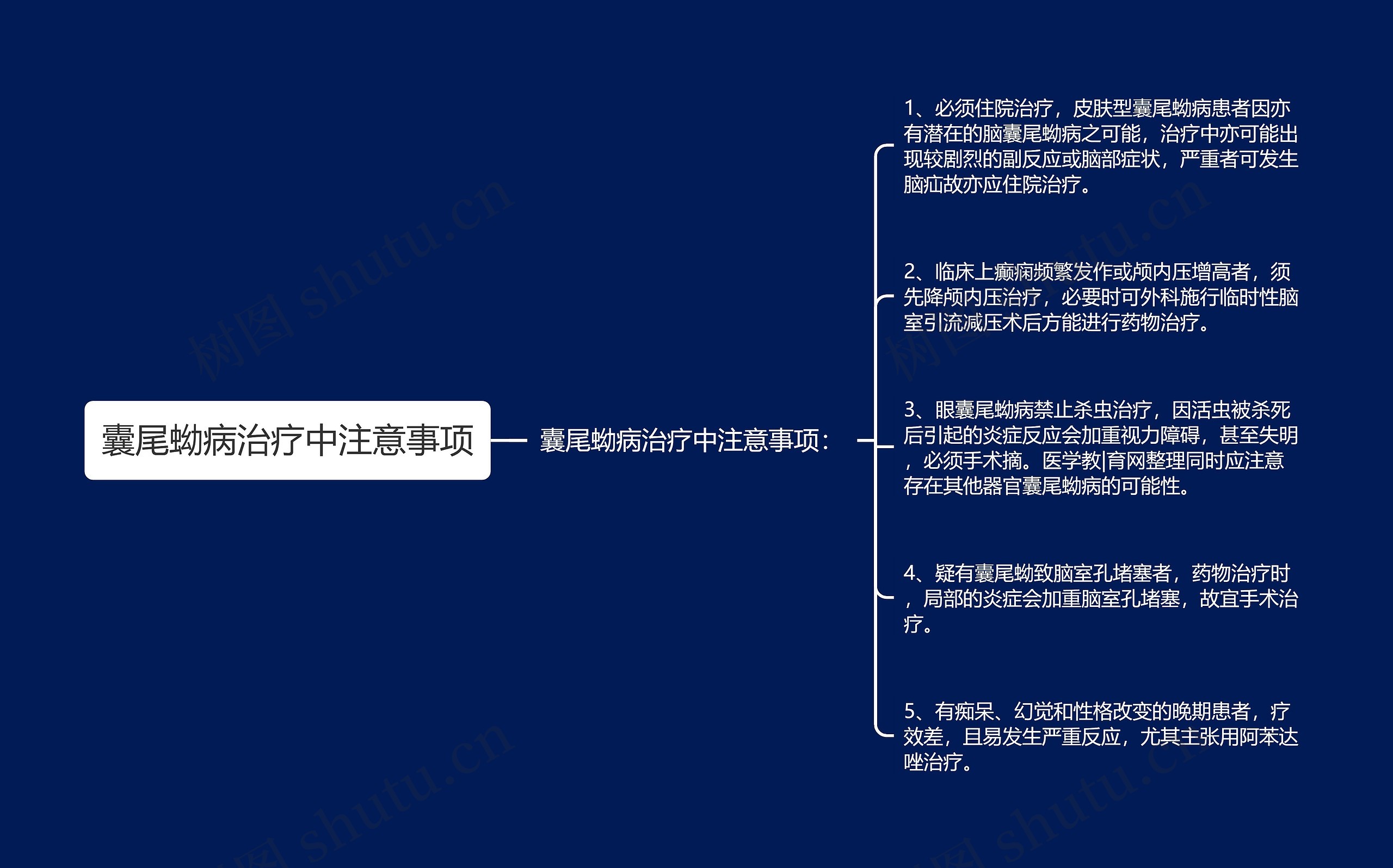 囊尾蚴病治疗中注意事项思维导图