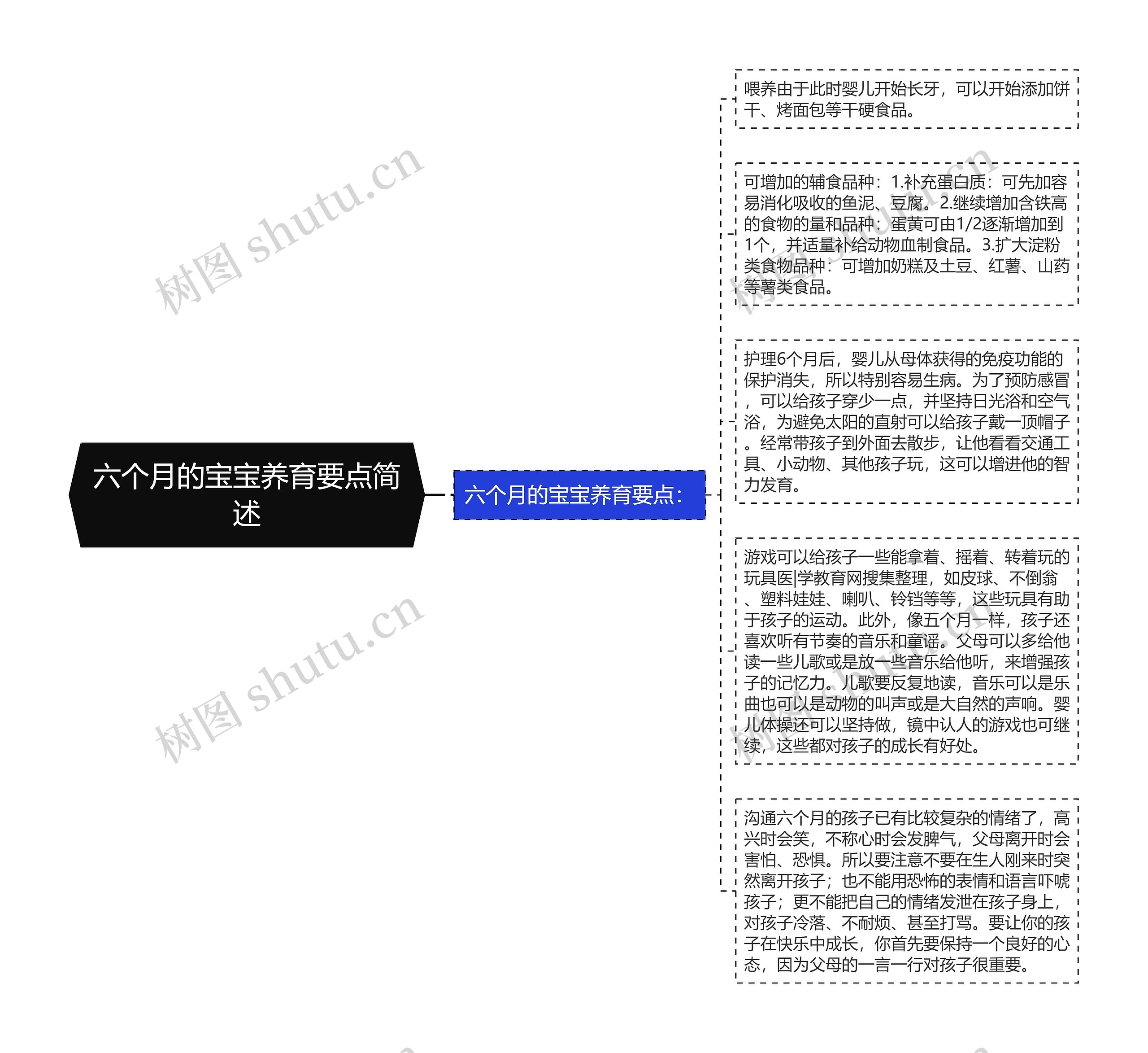 六个月的宝宝养育要点简述思维导图