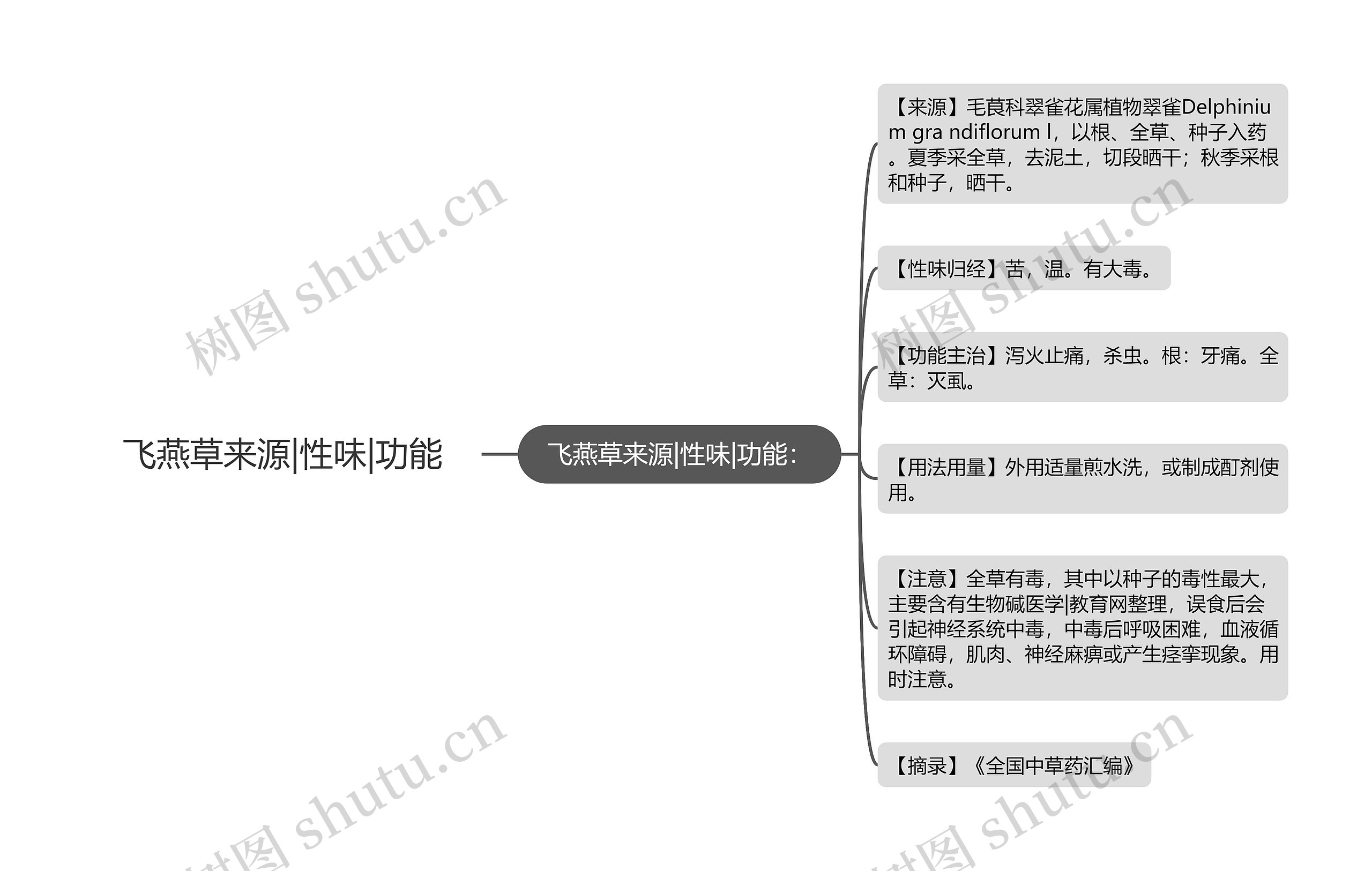 飞燕草来源|性味|功能思维导图