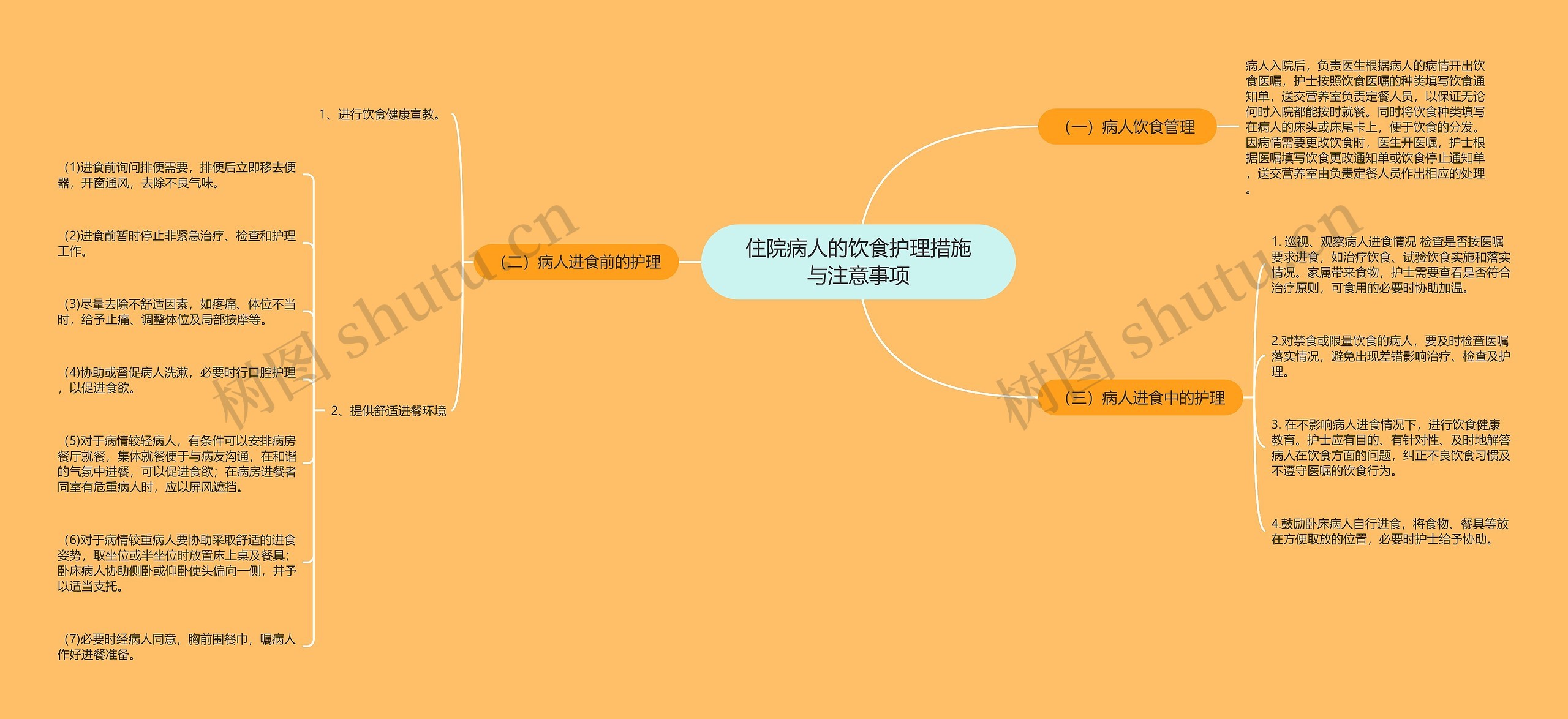 住院病人的饮食护理措施与注意事项思维导图