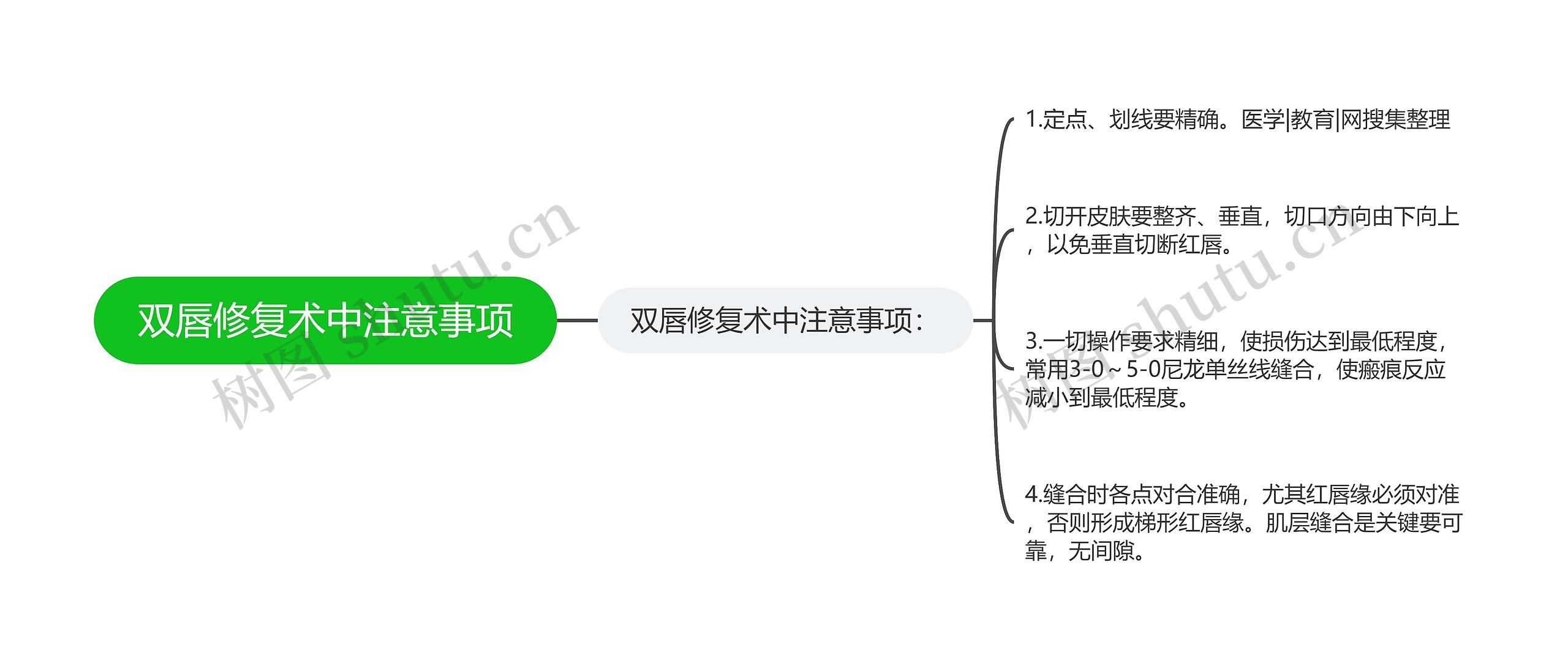 双唇修复术中注意事项思维导图