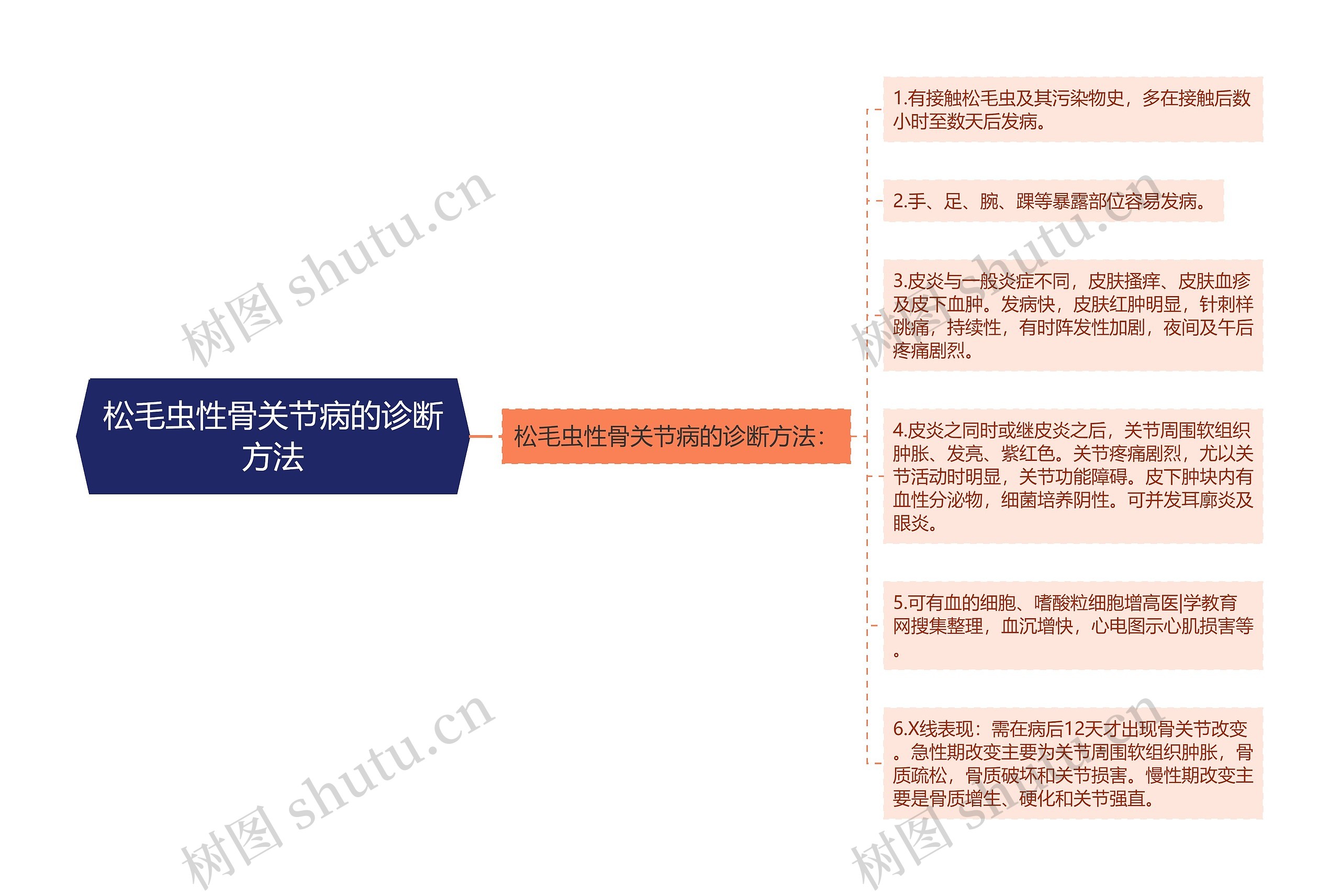 松毛虫性骨关节病的诊断方法思维导图