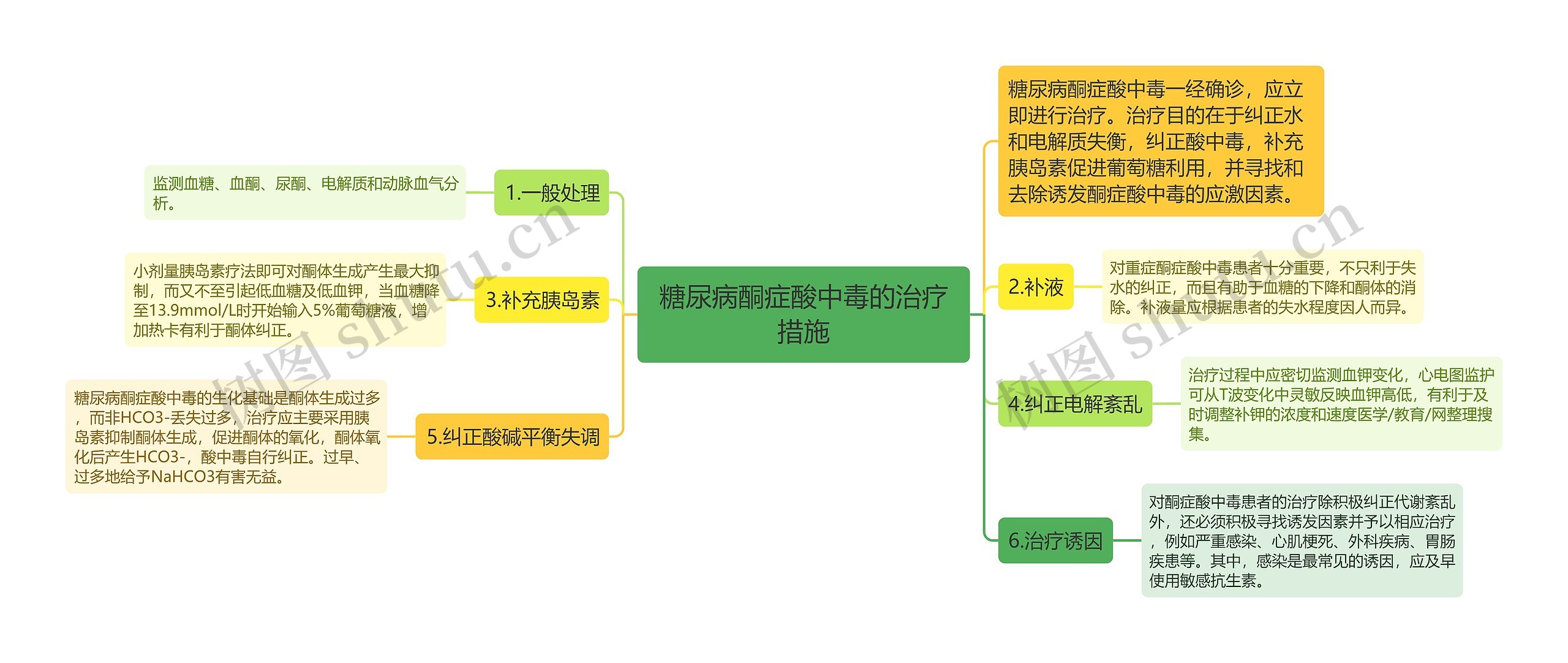 糖尿病酮症酸中毒的治疗措施思维导图