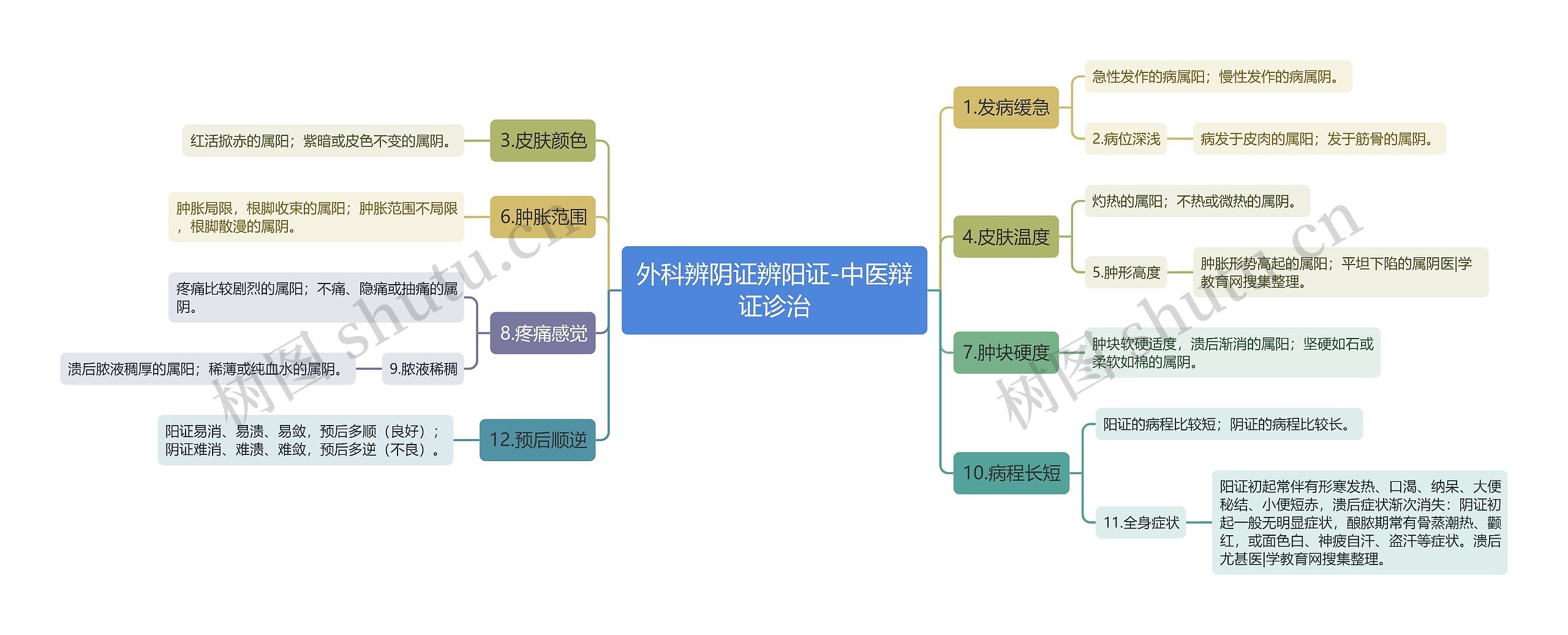 外科辨阴证辨阳证-中医辩证诊治思维导图